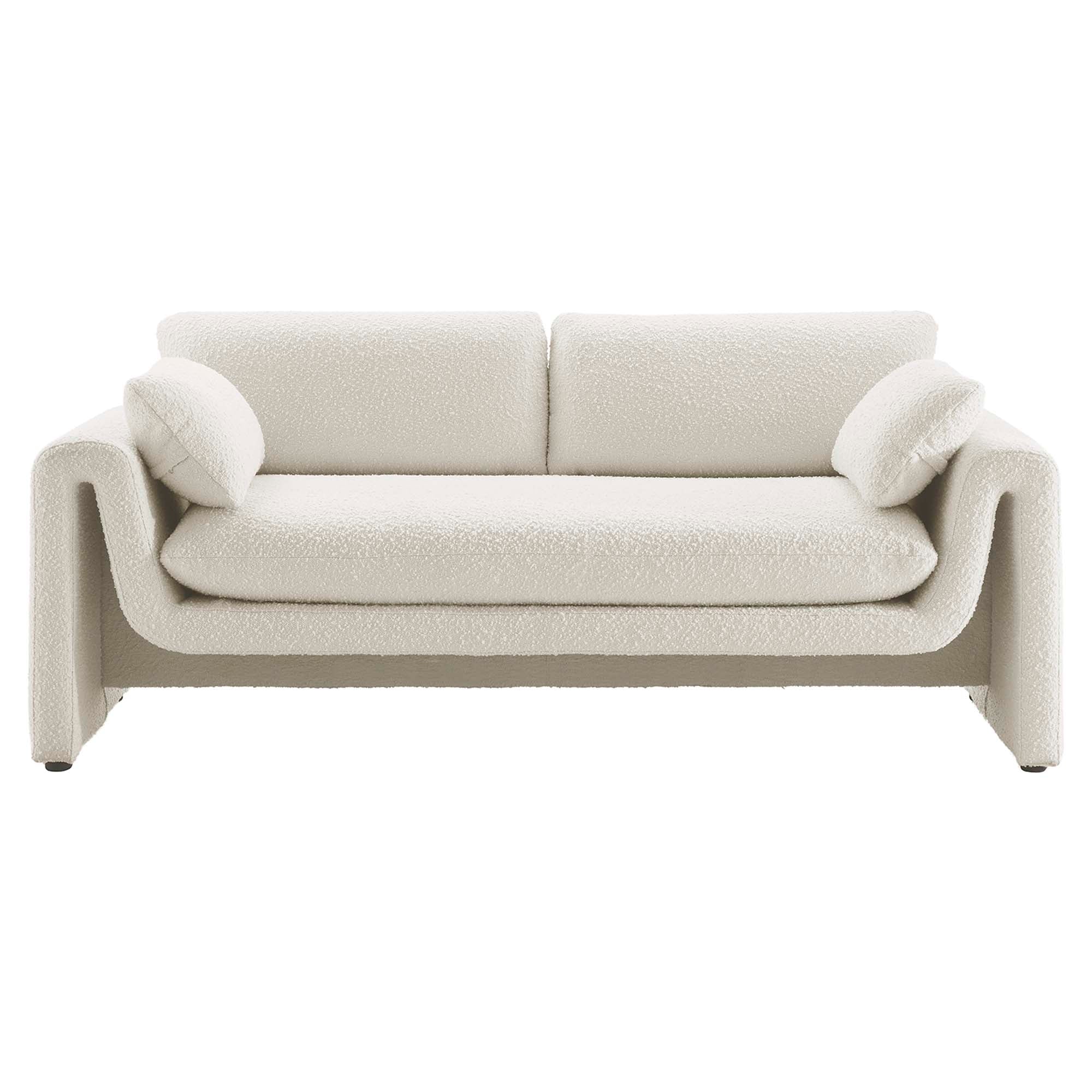 Waverly Boucle Fabric Sofa - Ivory