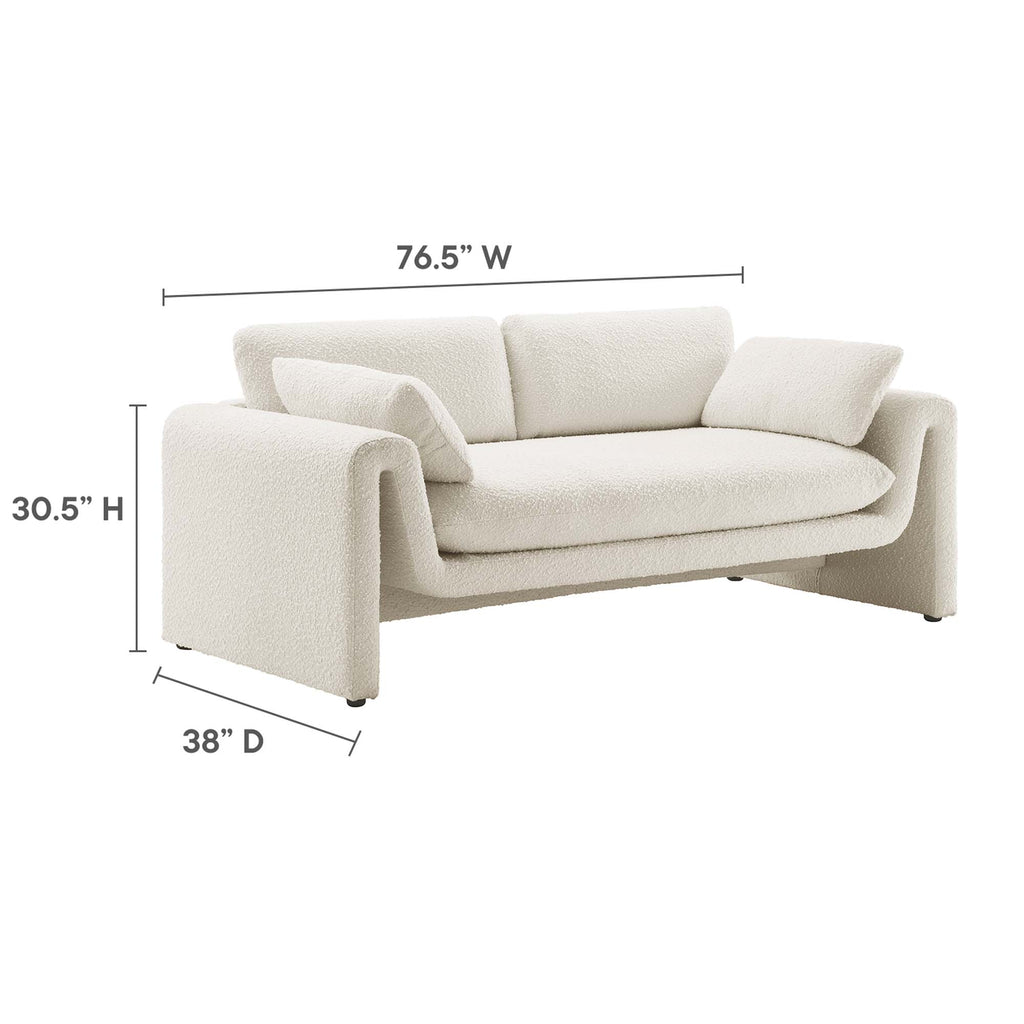 Waverly Boucle Fabric Sofa - Ivory