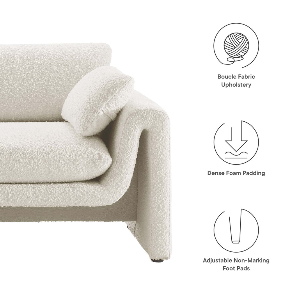 Waverly Boucle Fabric Sofa - Ivory