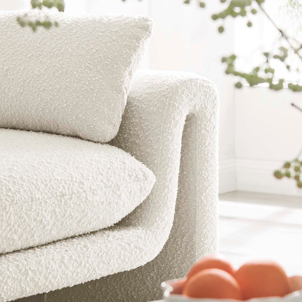 Waverly Boucle Fabric Sofa - Ivory