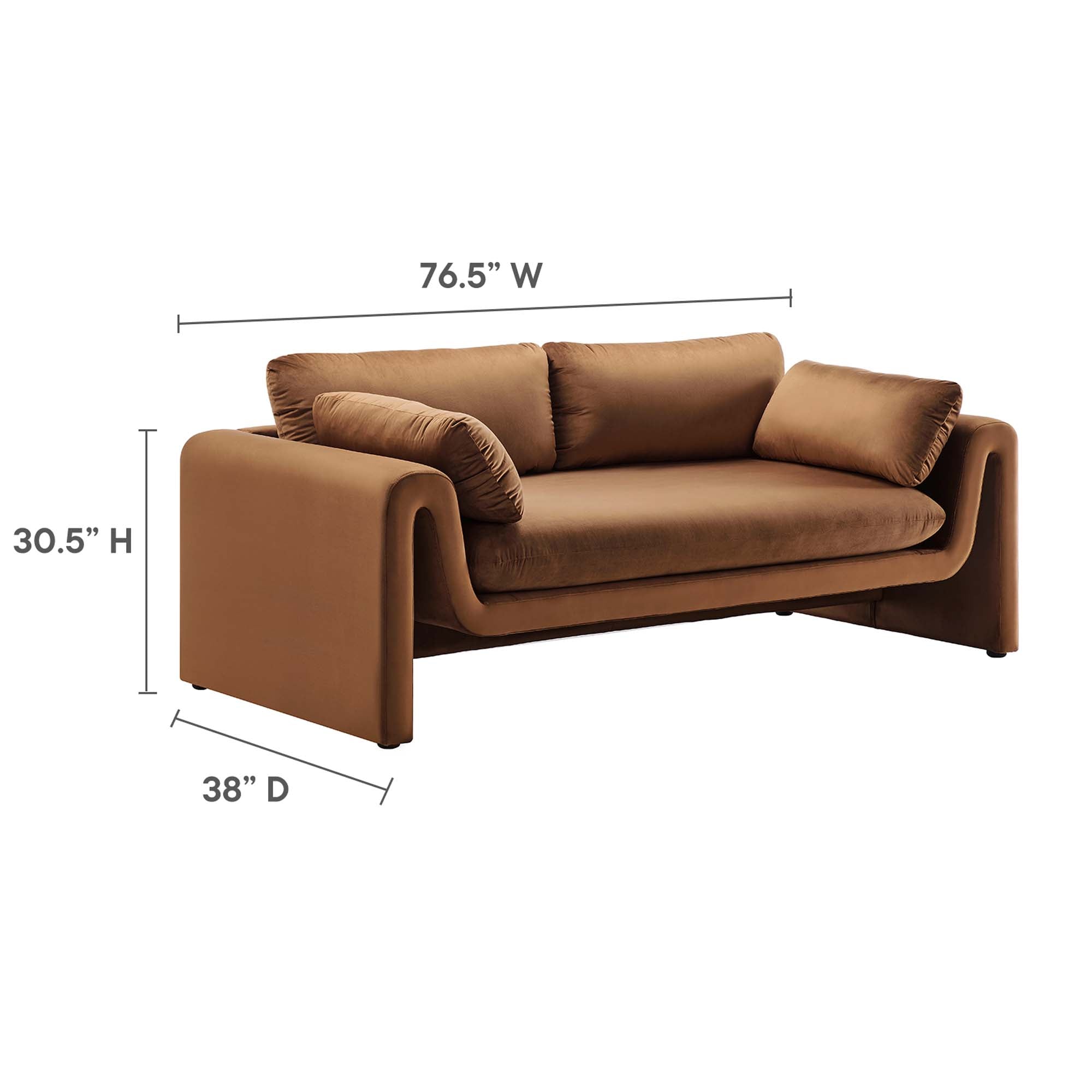 Waverly Performance Velvet Sofa - Brown