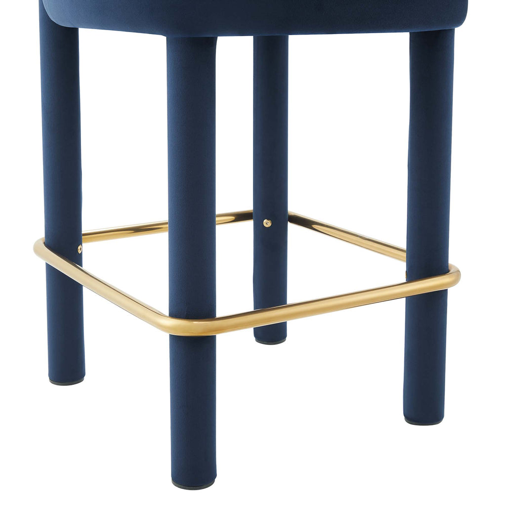 Toulouse Performance Velvet Counter Stool - Midnight Blue Gold