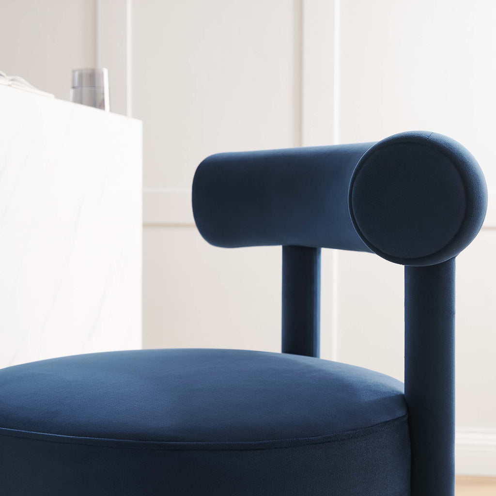Toulouse Performance Velvet Counter Stool - Midnight Blue Gold