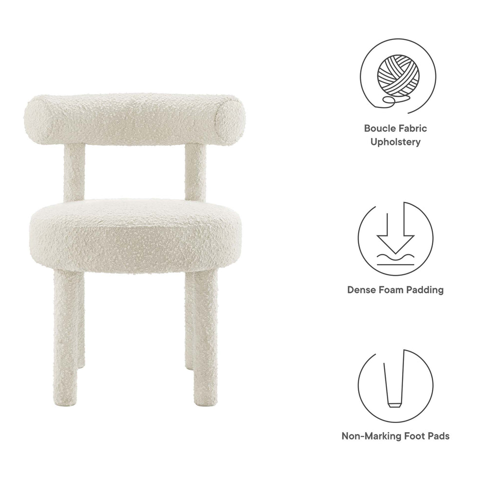 Toulouse Boucle Fabric Dining Chair - Ivory
