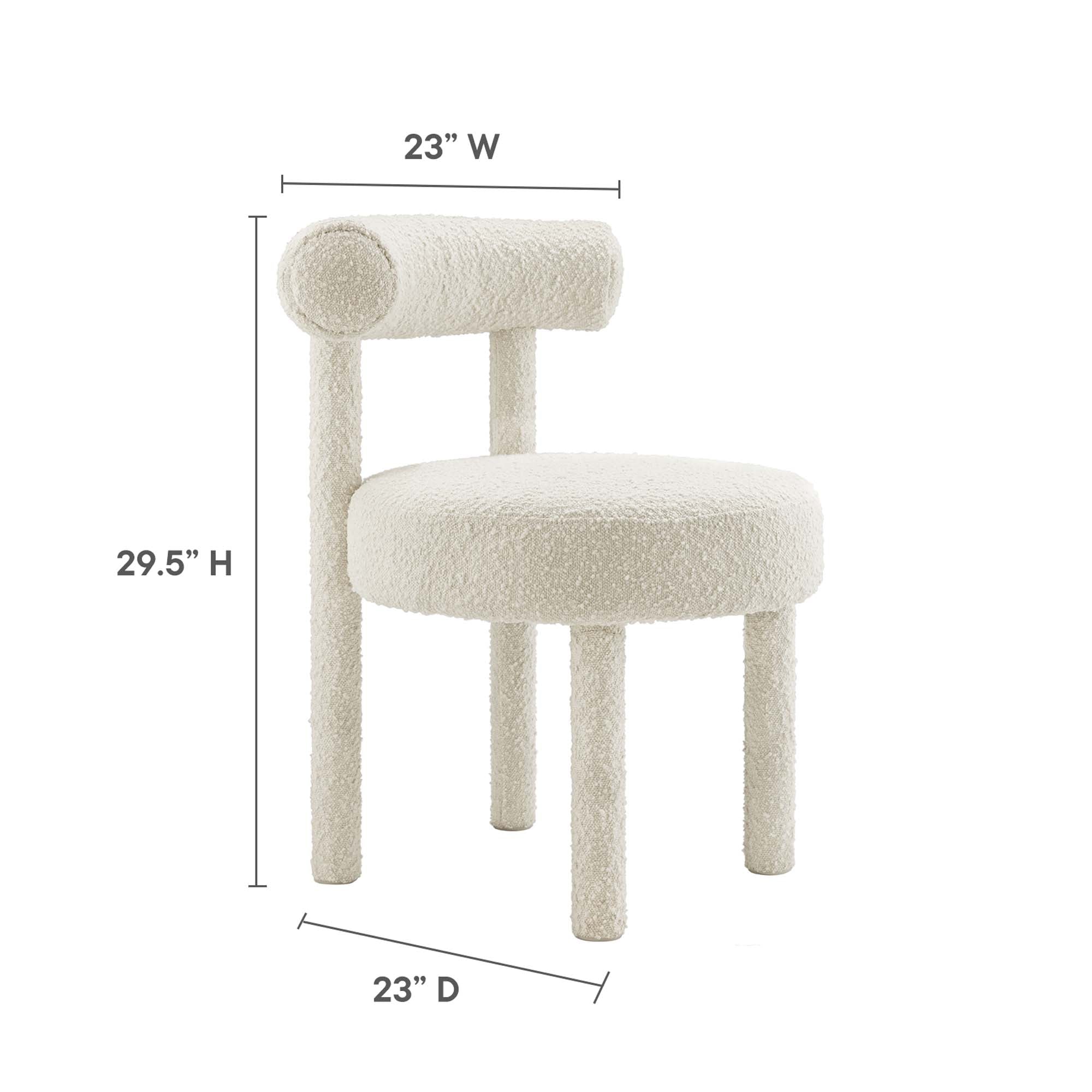 Toulouse Boucle Fabric Dining Chair - Ivory