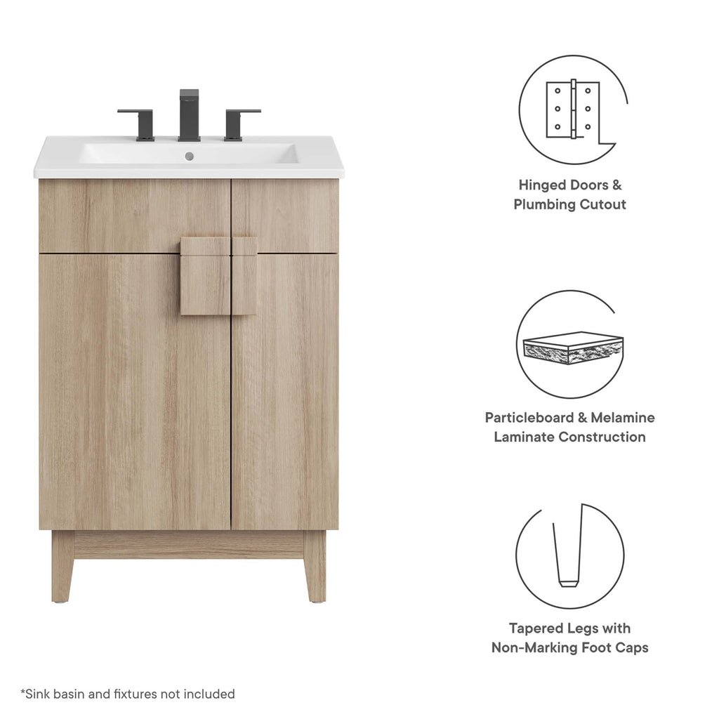 Miles 24" Bathroom Vanity Cabinet (Sink Basin Not Included) - Oak