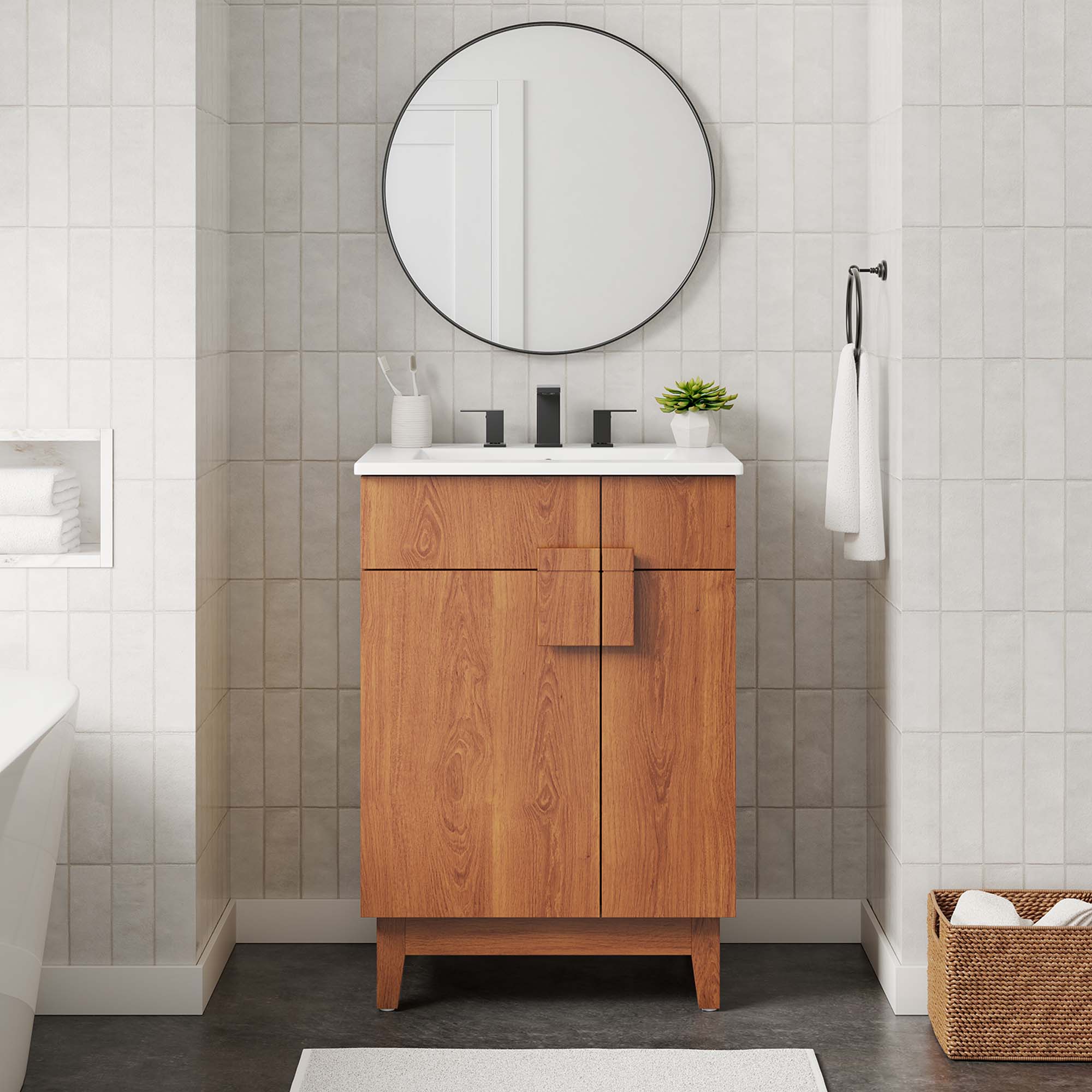 Miles 24" Bathroom Vanity Cabinet (Sink Basin Not Included) - Walnut