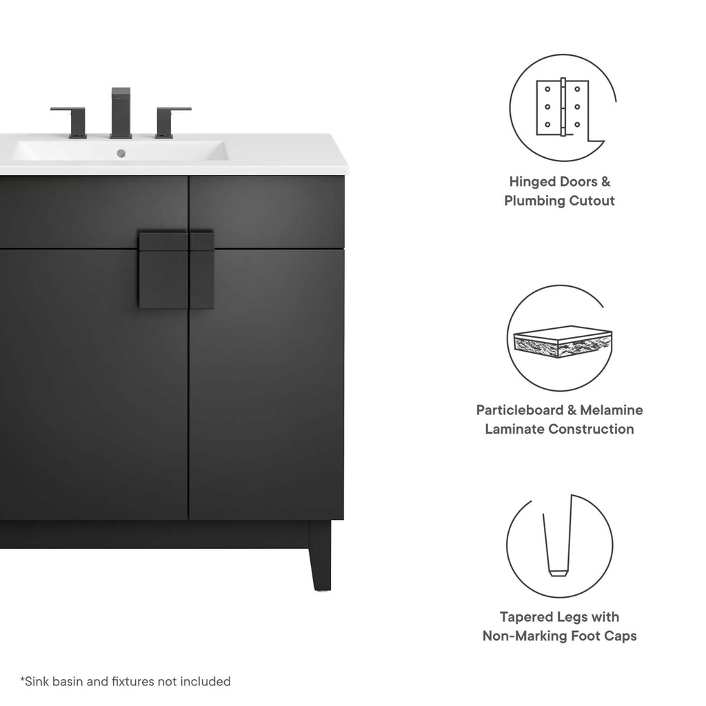 Miles 36" Bathroom Vanity Cabinet (Sink Basin Not Included) - Black