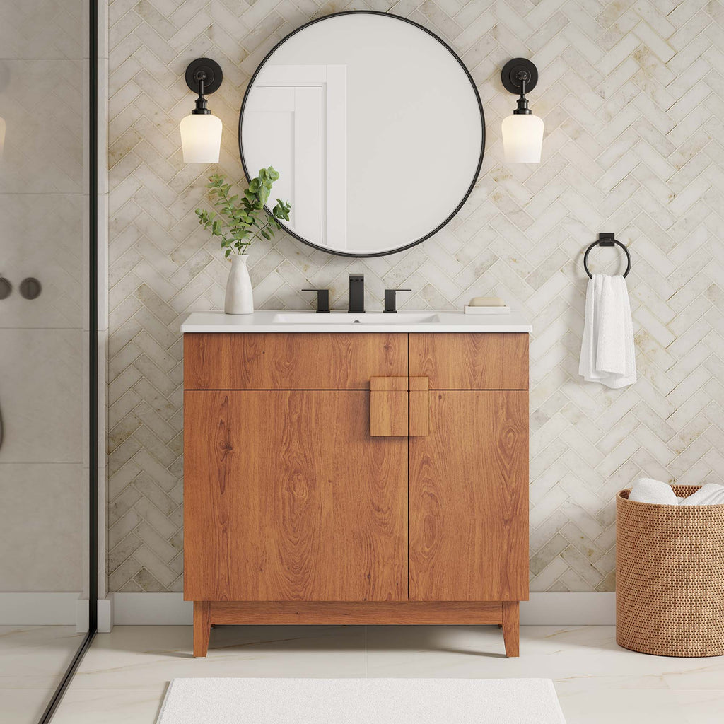 Miles 36" Bathroom Vanity Cabinet (Sink Basin Not Included) - Walnut