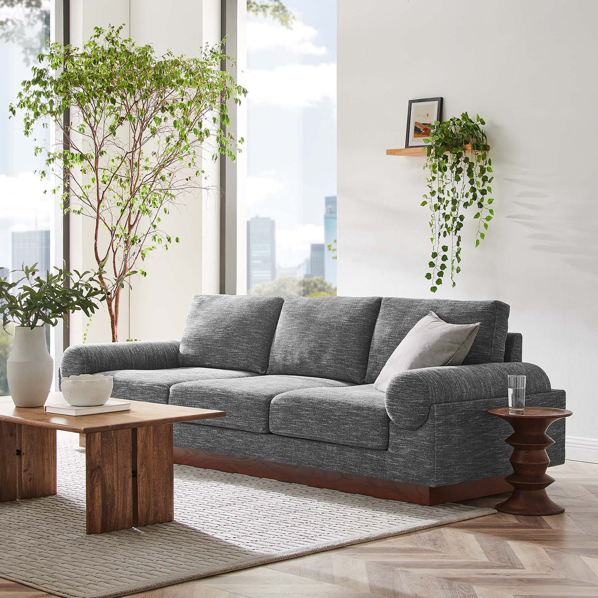Oasis Upholstered Fabric Sofa - Gray