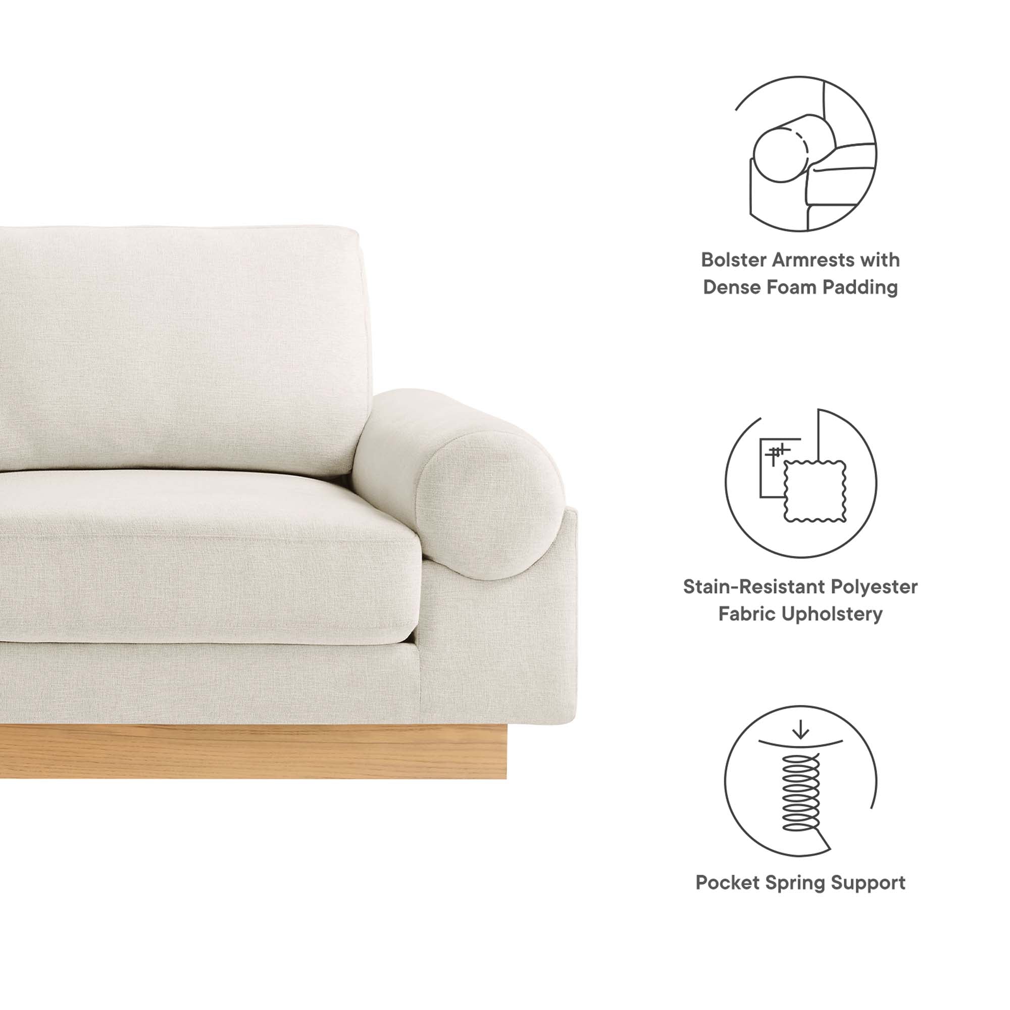 Oasis Upholstered Fabric Sofa - Ivory