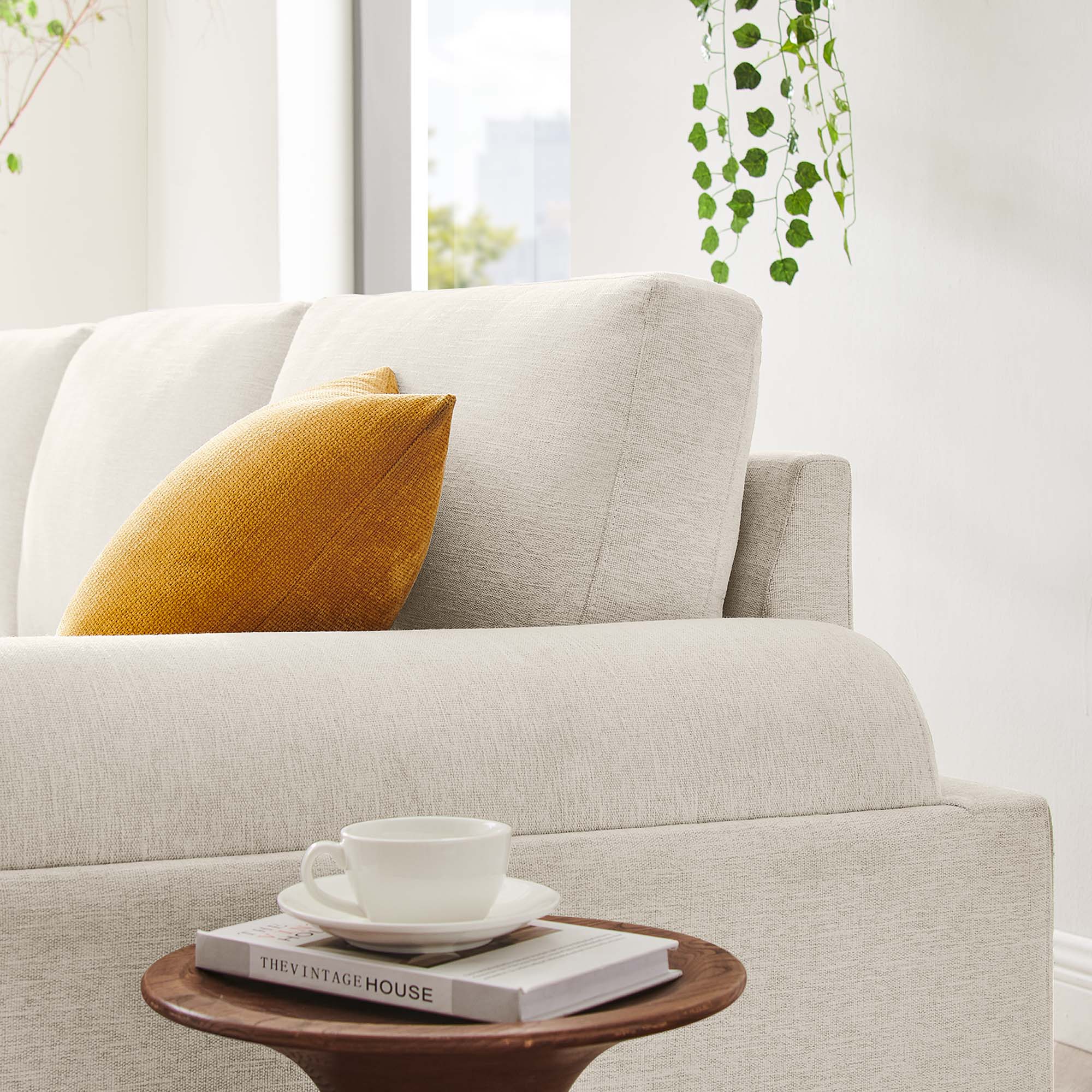 Oasis Upholstered Fabric Sofa - Ivory