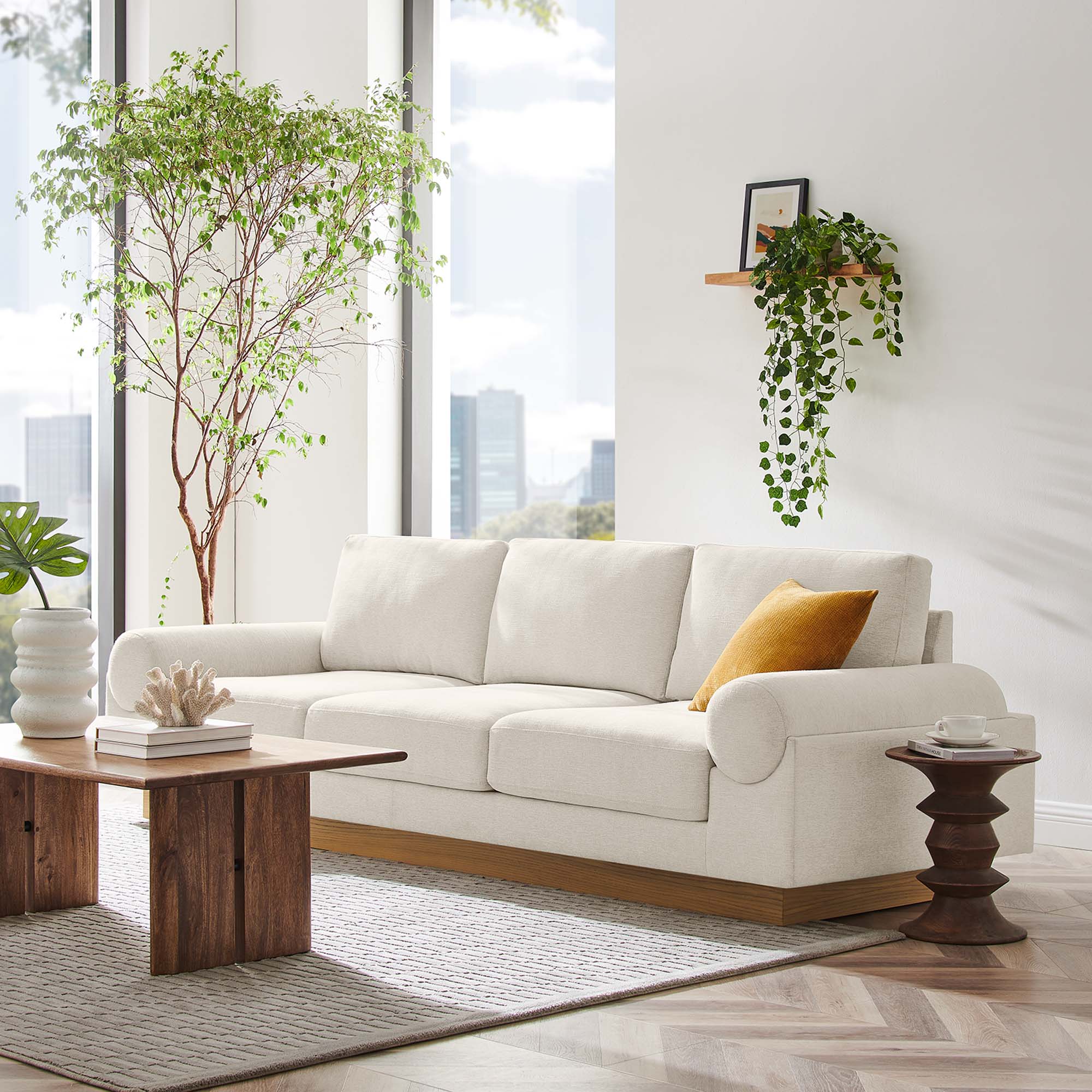 Oasis Upholstered Fabric Sofa - Ivory