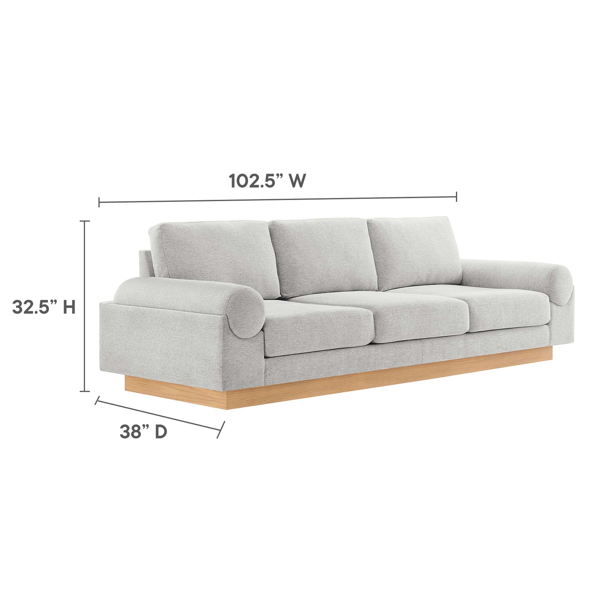 Oasis Upholstered Fabric Sofa - Light Gray