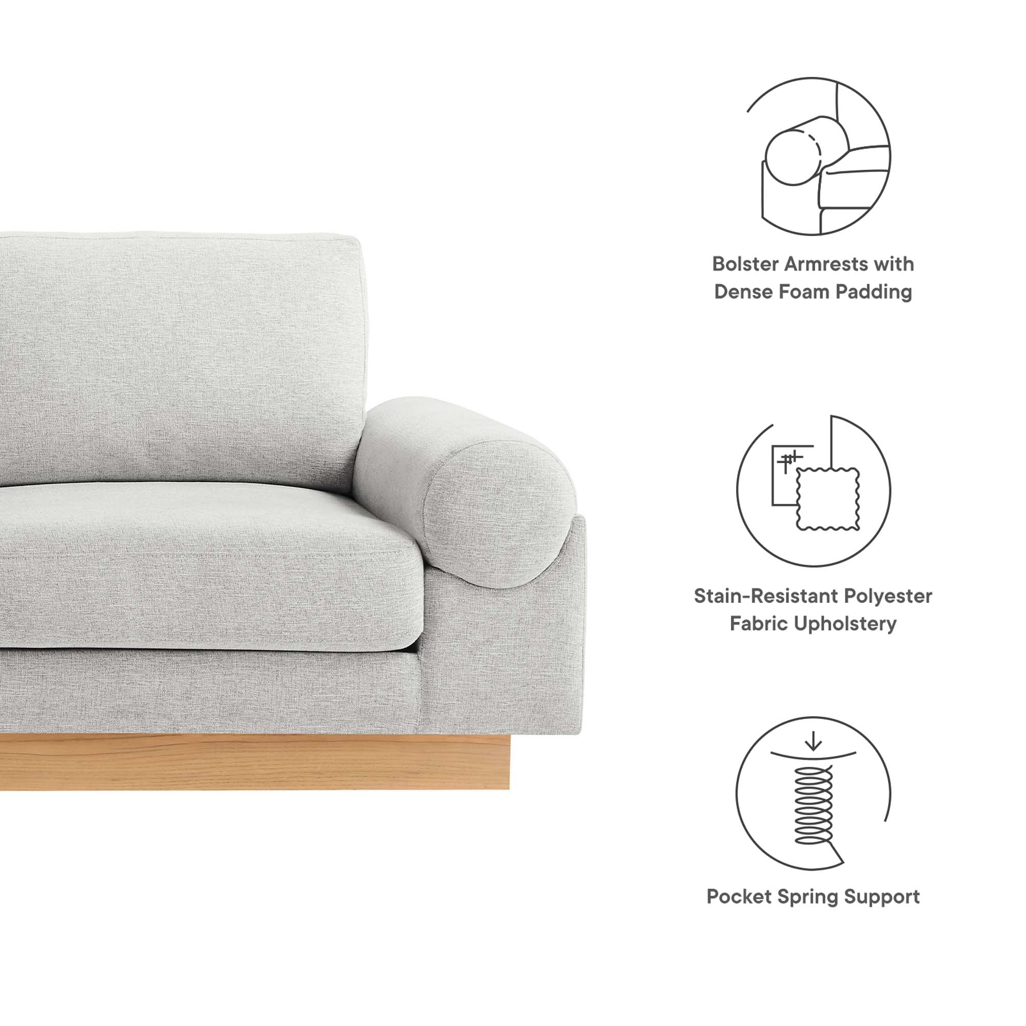 Oasis Upholstered Fabric Sofa - Light Gray