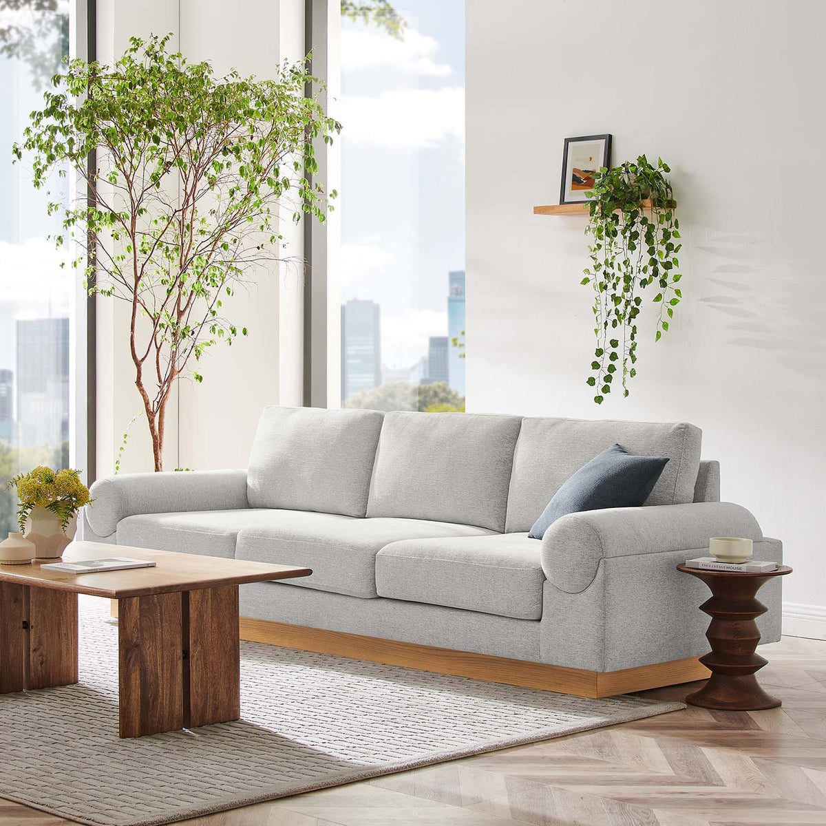 Oasis Upholstered Fabric Sofa - Light Gray