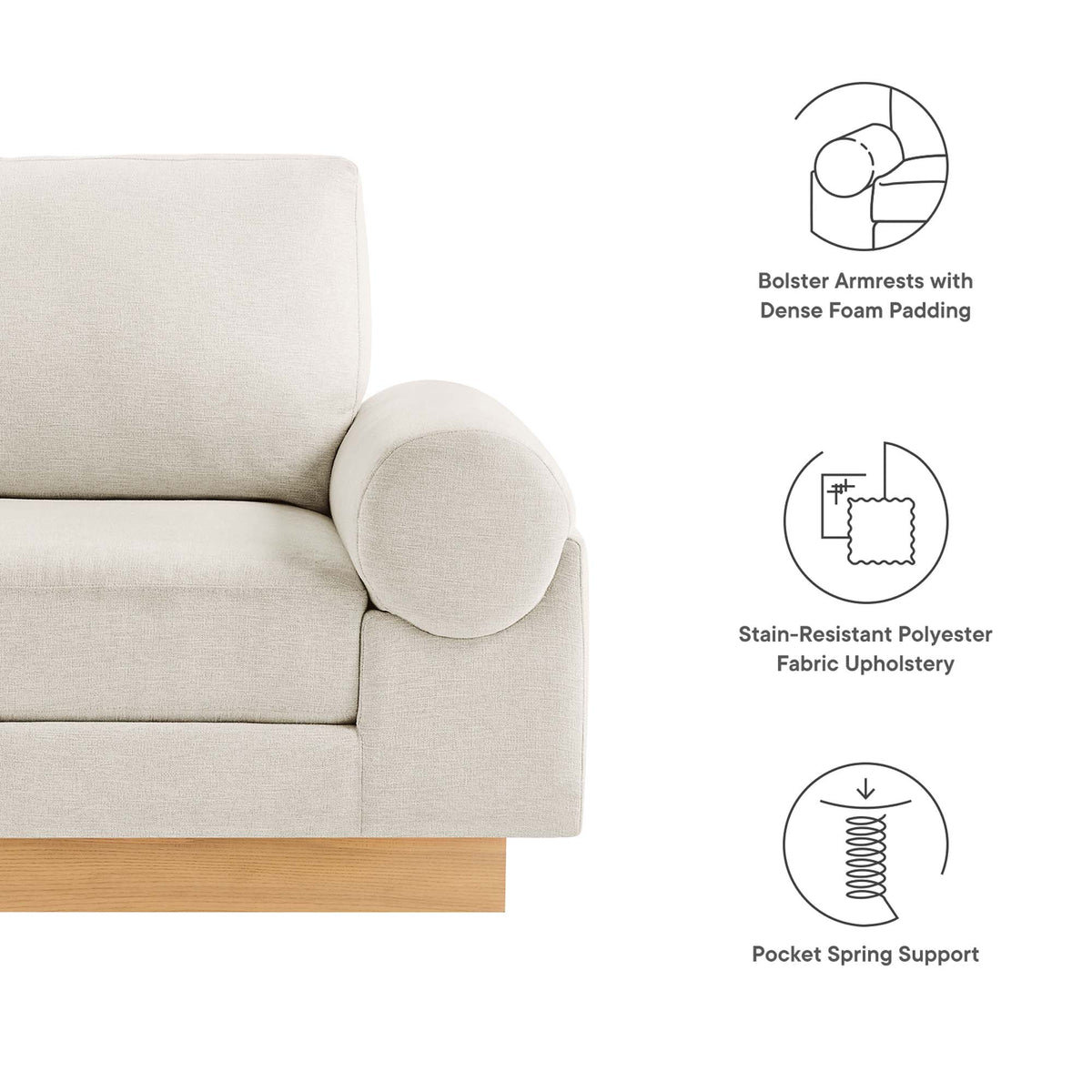 Oasis Upholstered Fabric Armchair - Ivory