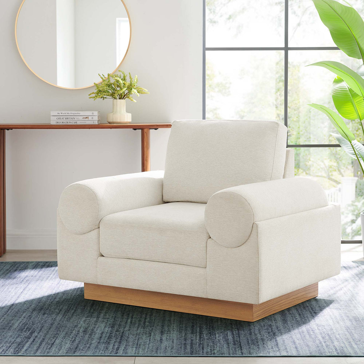 Oasis Upholstered Fabric Armchair - Ivory