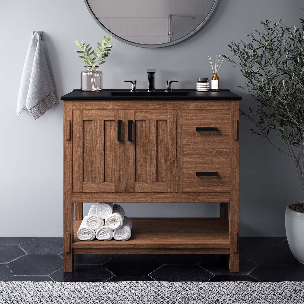 Ashlyn 36" Wood Bathroom Vanity Cabinet (Sink Basin Not Included) - Walnut