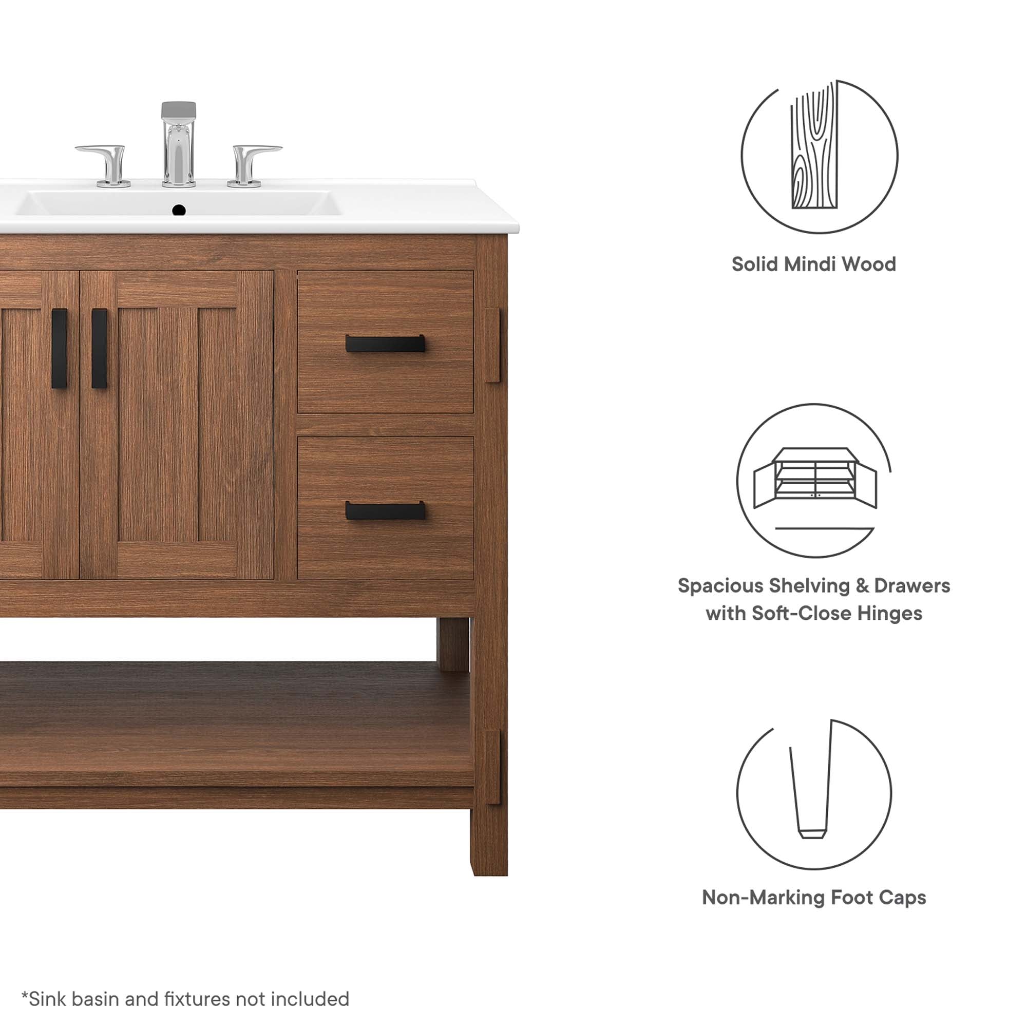 Ashlyn 36" Wood Bathroom Vanity Cabinet (Sink Basin Not Included) - Walnut