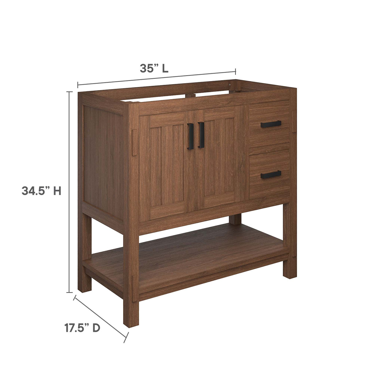 Ashlyn 36" Wood Bathroom Vanity Cabinet (Sink Basin Not Included) - Walnut