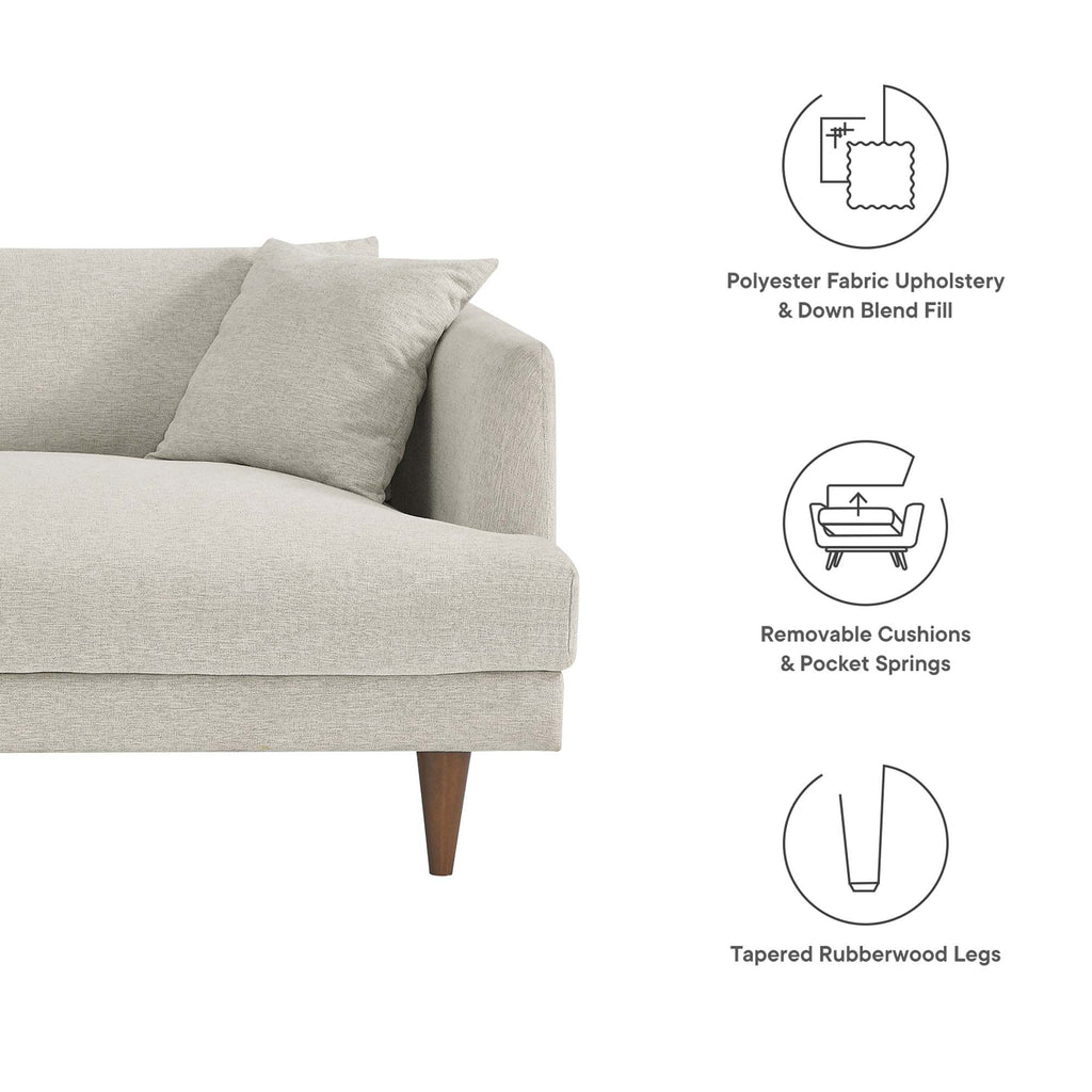 Zoya Down Filled Overstuffed Sofa - Ivory Fabric