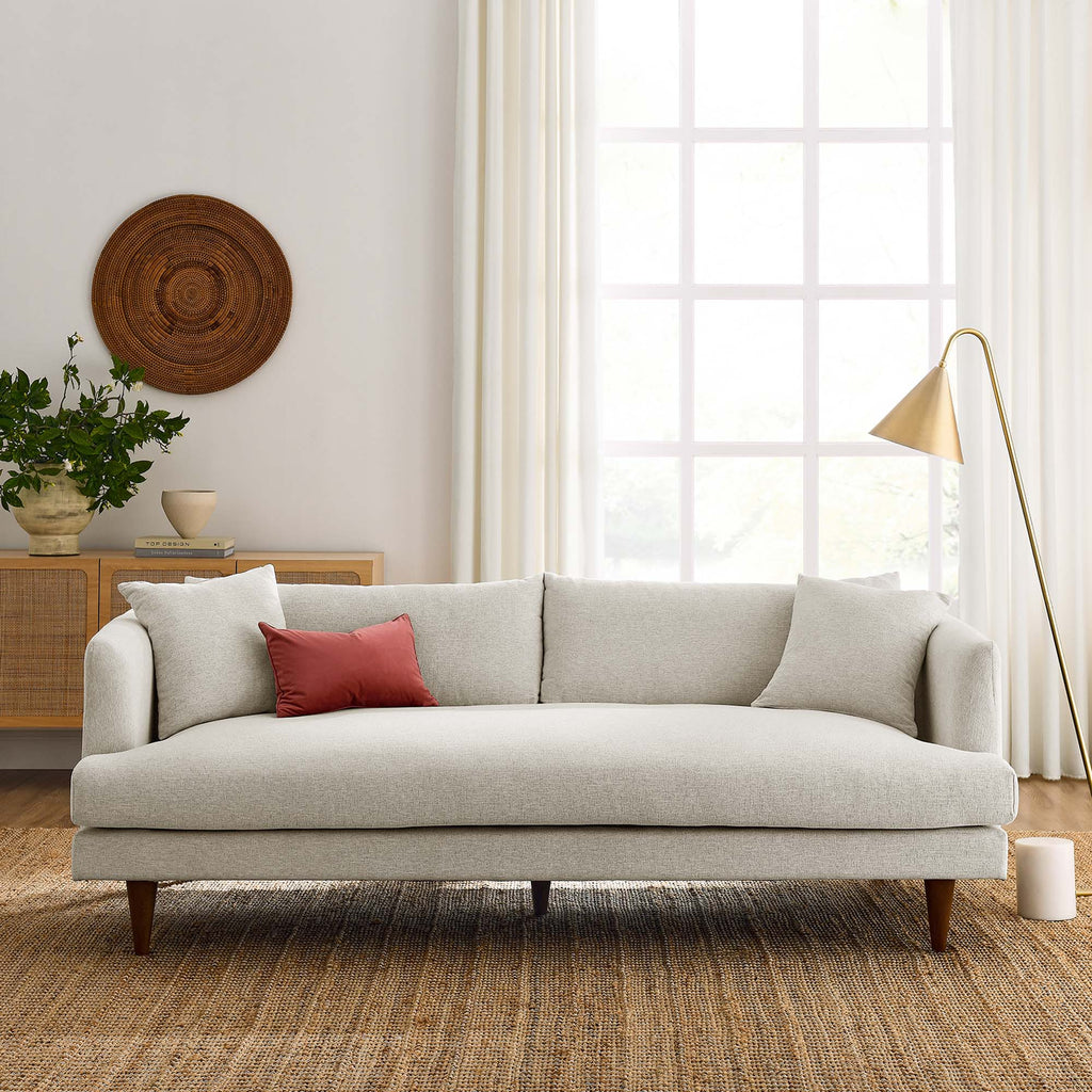 Zoya Down Filled Overstuffed Sofa - Ivory Fabric