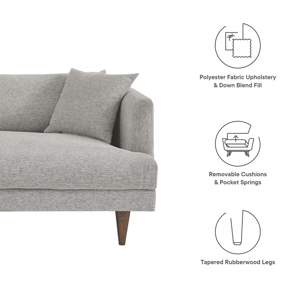 Zoya Down Filled Overstuffed Sofa - Light Gray Fabric
