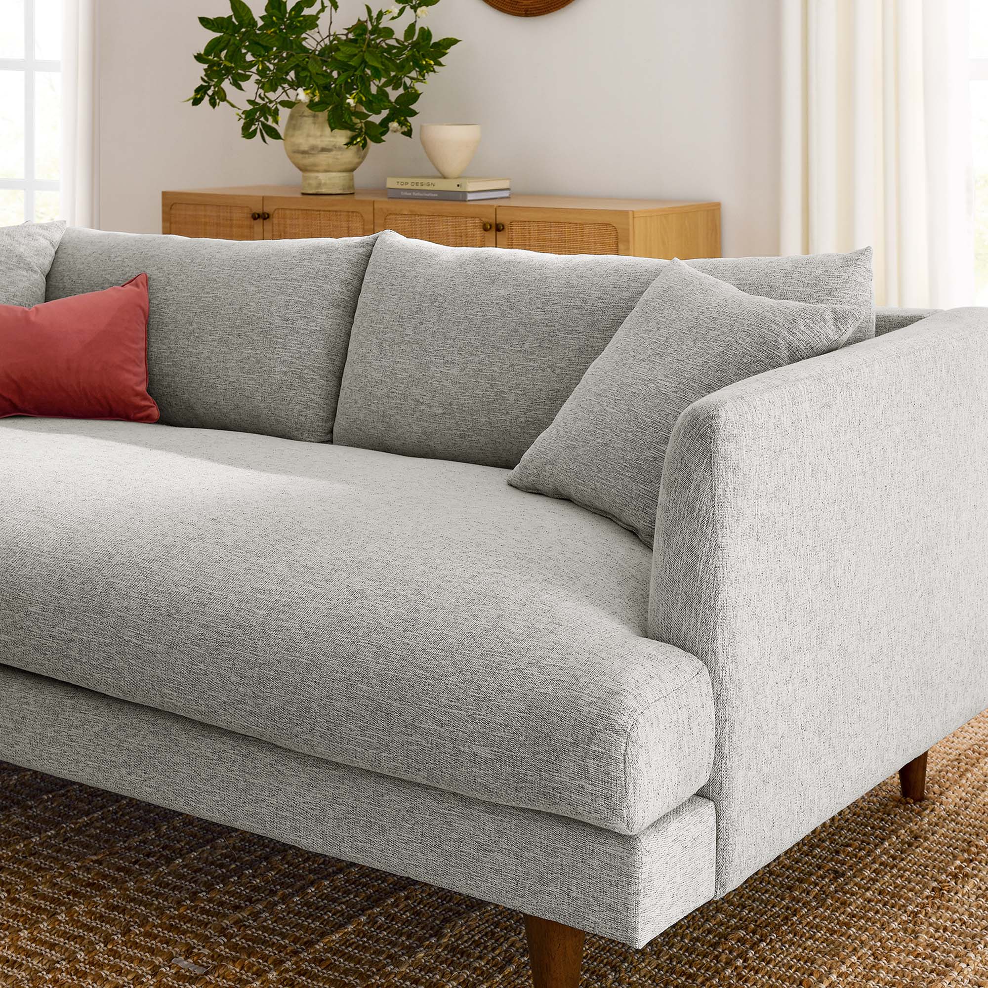 Zoya Down Filled Overstuffed Sofa - Light Gray Fabric