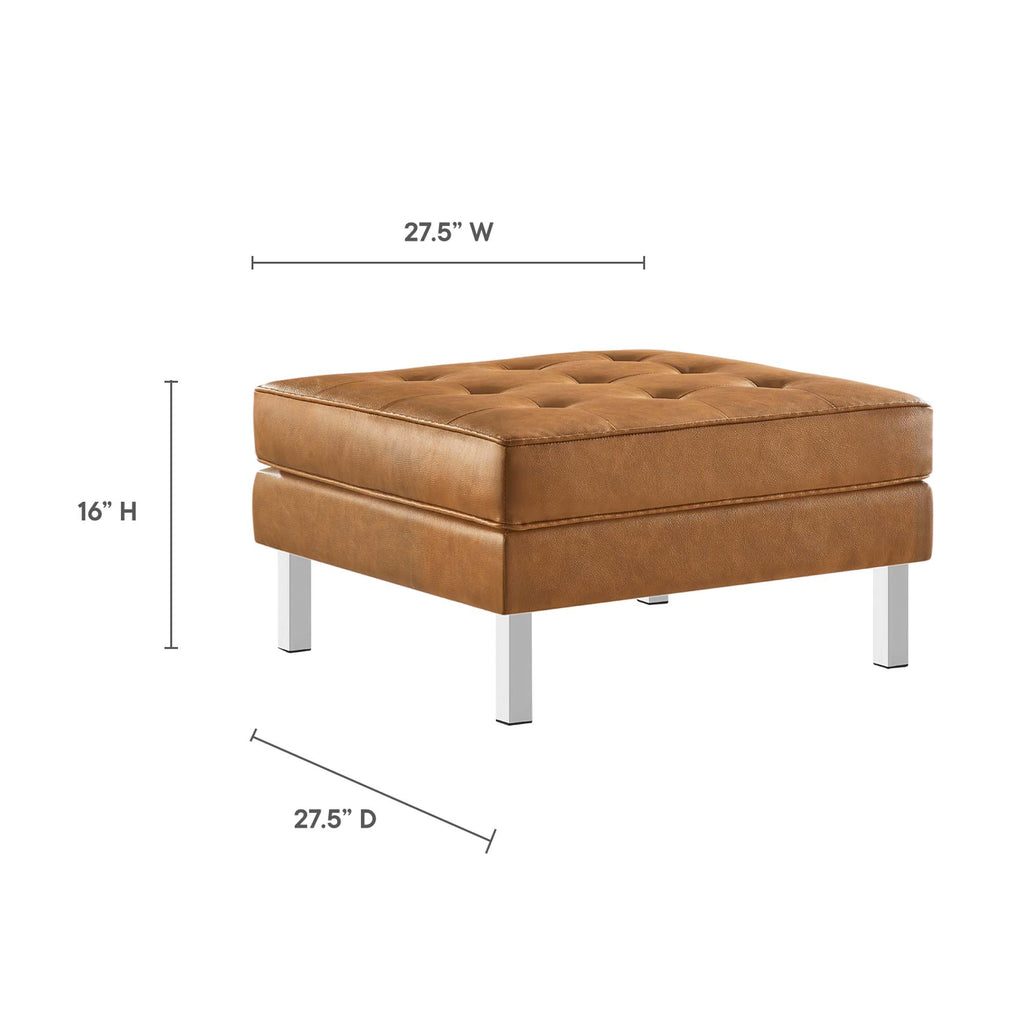Loft Tufted Vegan Leather Armchair and Ottoman Set - Silver Tan