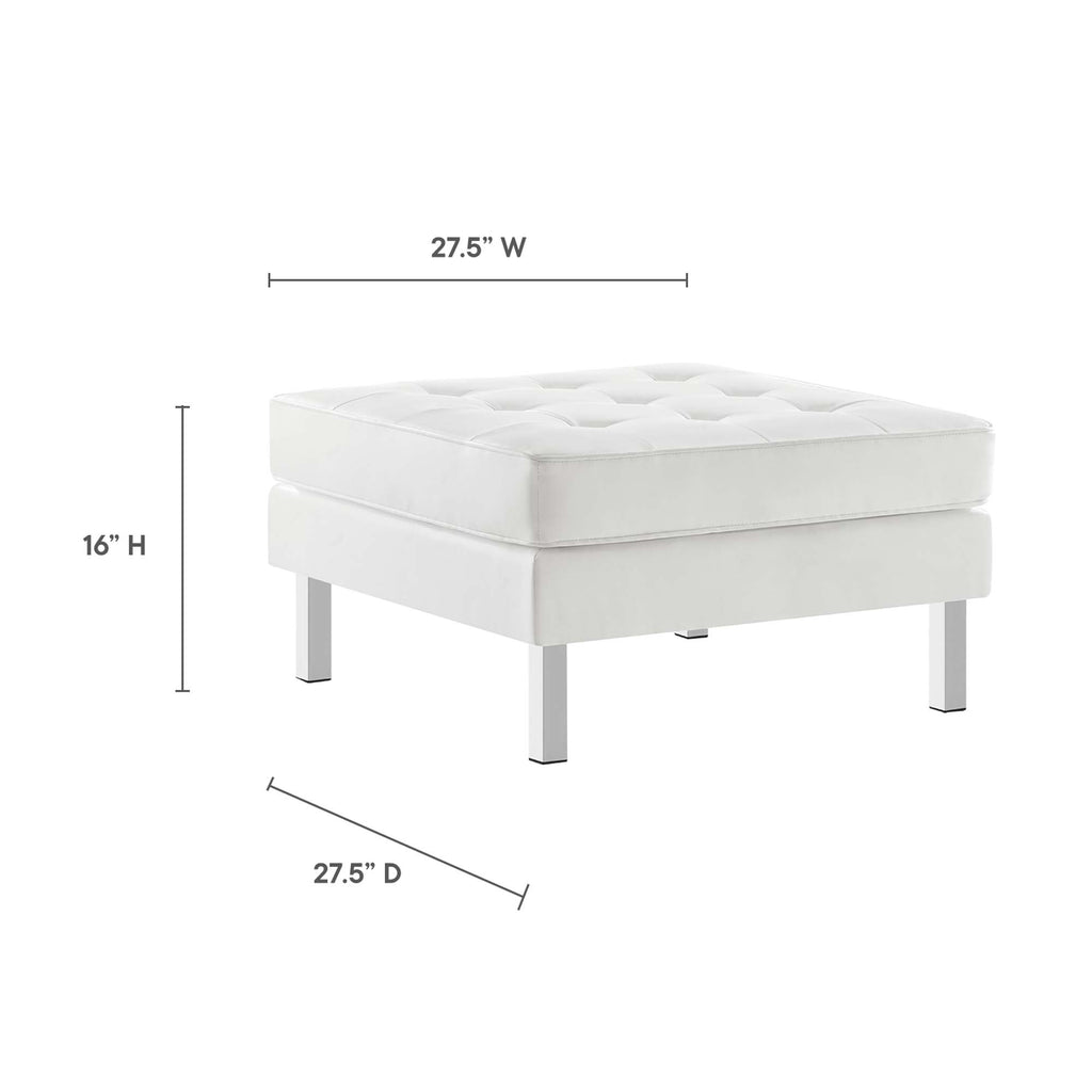Loft Tufted Vegan Leather Armchair and Ottoman Set - Silver White