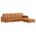 Loft Tufted Vegan Leather Sofa and Ottoman Set - Silver Tan