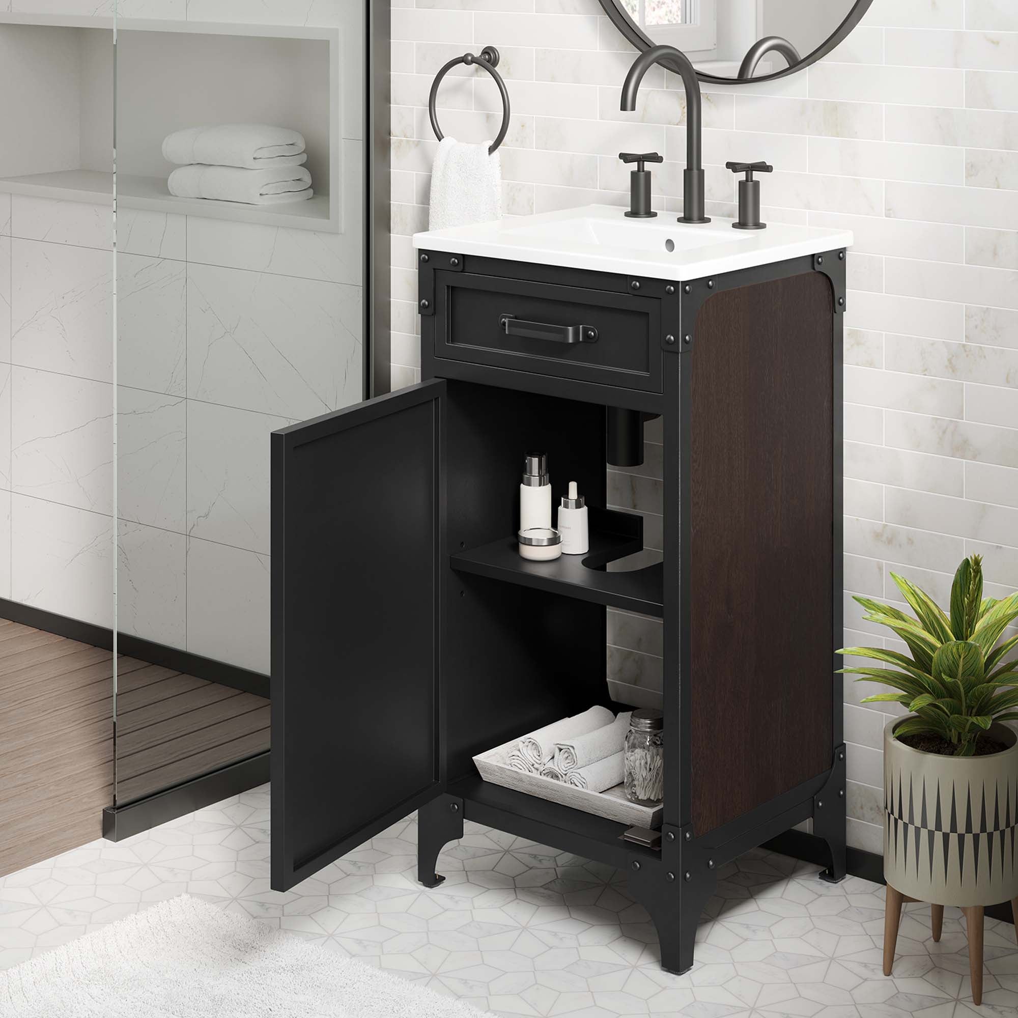 Steamforge 18" Bathroom Vanity - White black