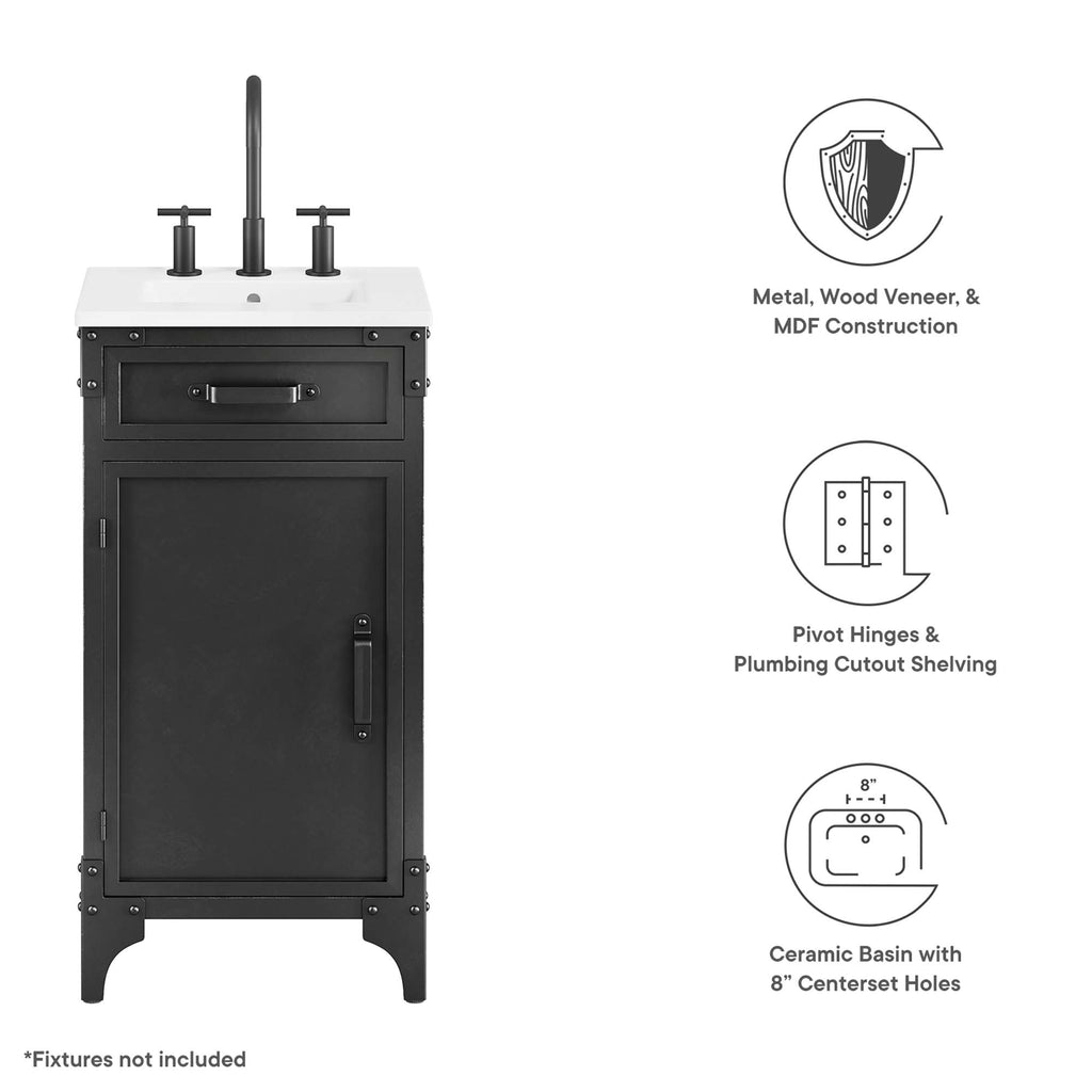 Steamforge 18" Bathroom Vanity - White black