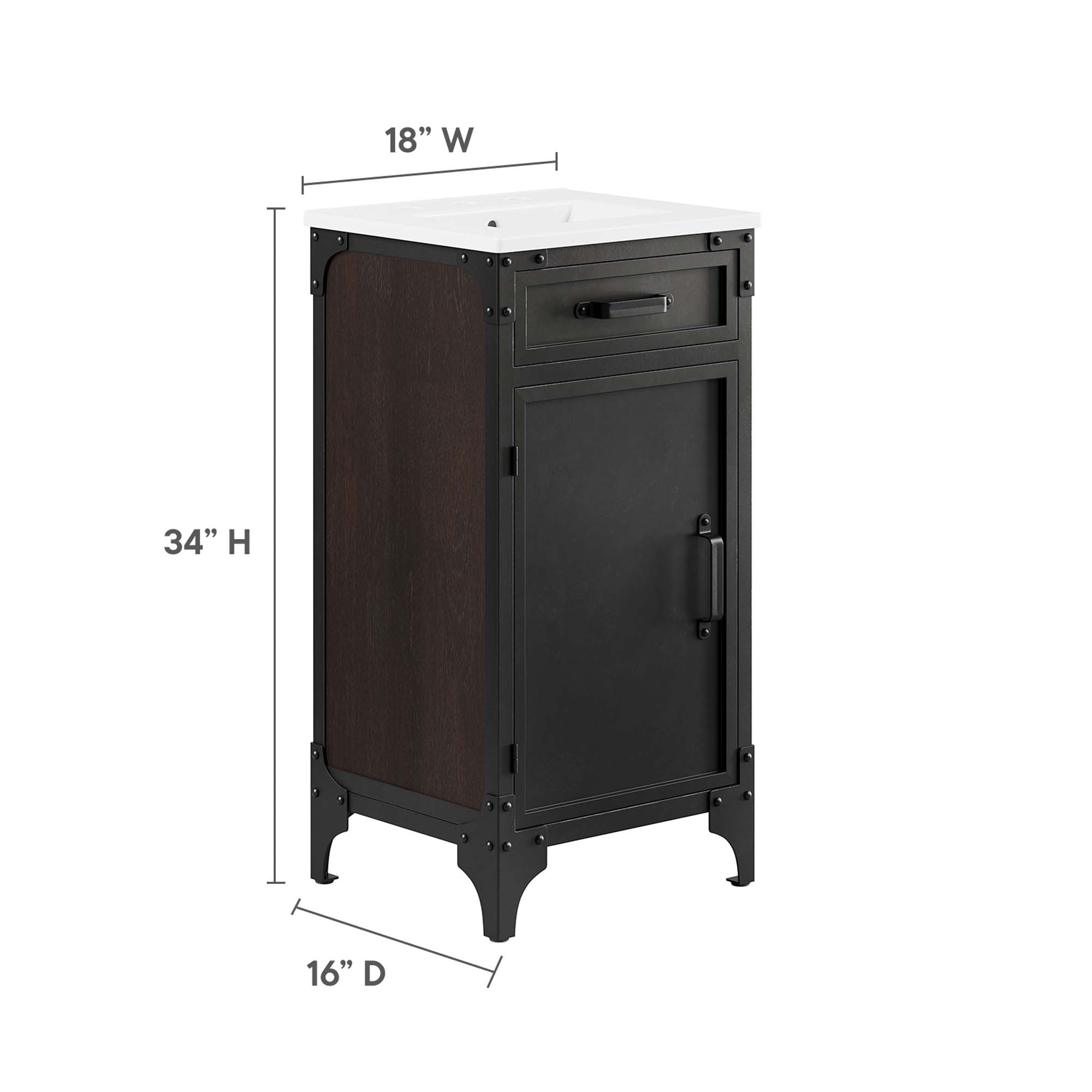 Steamforge 18" Bathroom Vanity - White black
