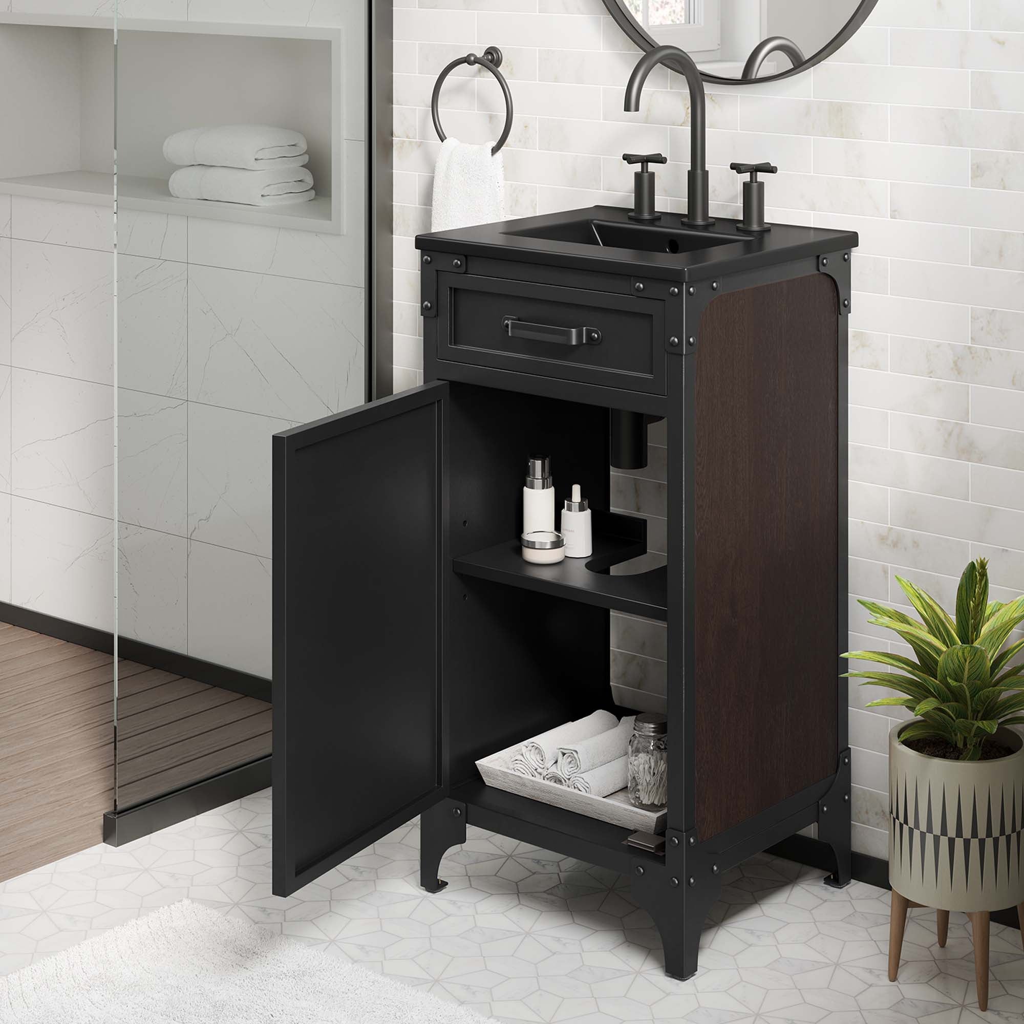 Steamforge 18" Bathroom Vanity - Black Black