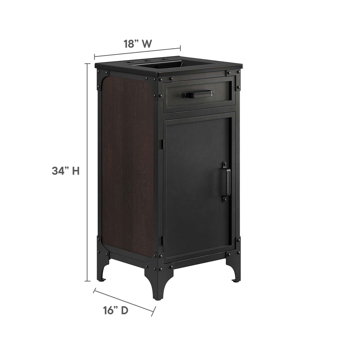 Steamforge 18" Bathroom Vanity - Black Black