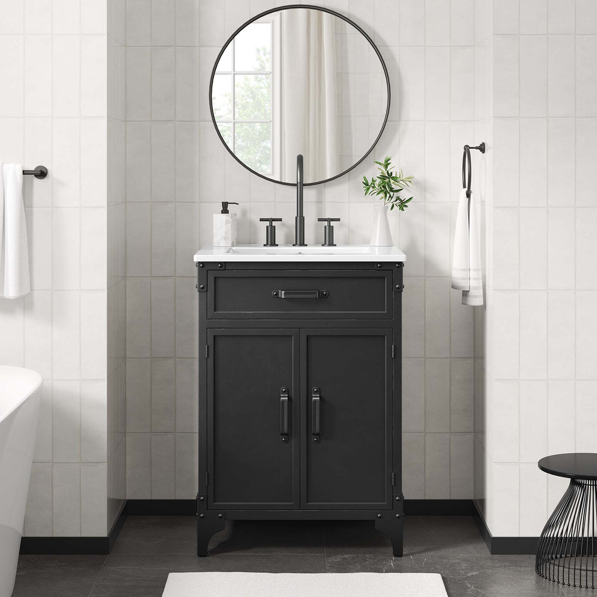 Steamforge 24" Bathroom Vanity - White Black