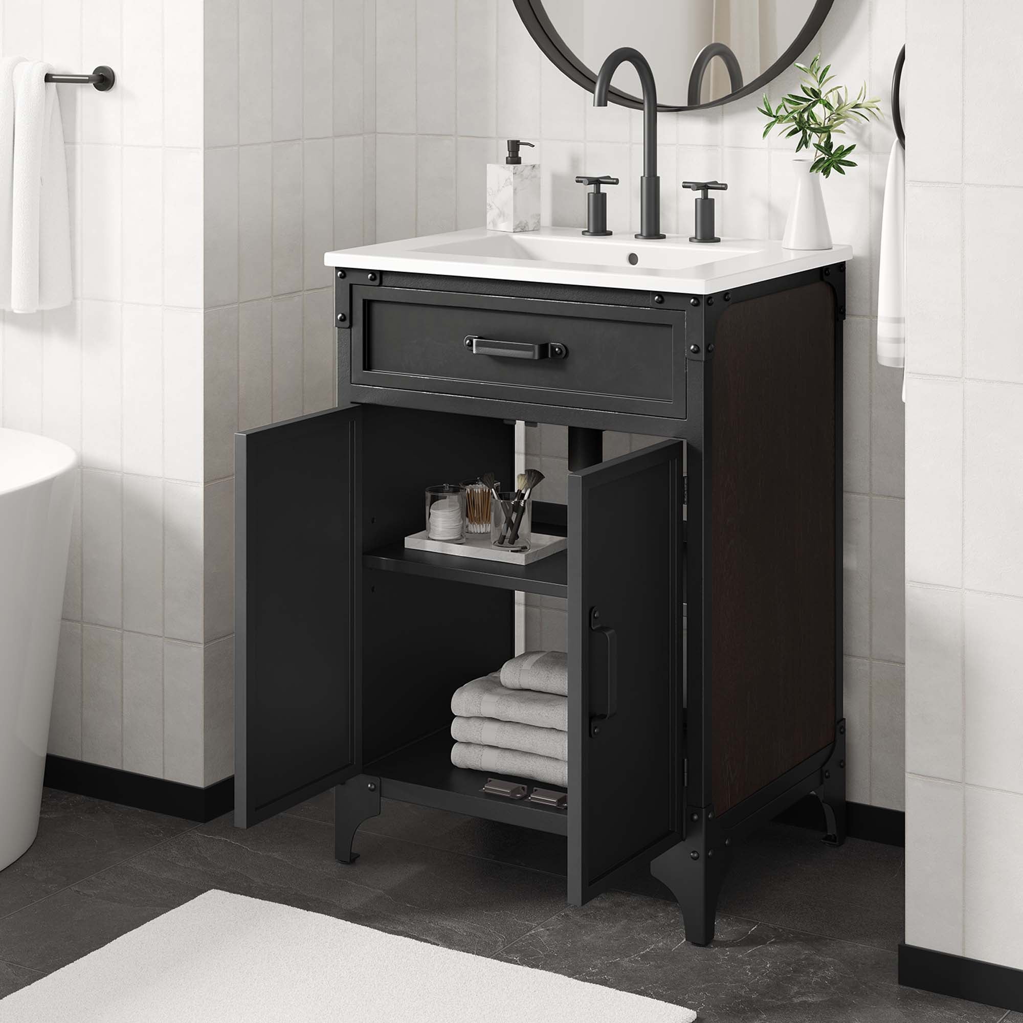 Steamforge 24" Bathroom Vanity - White Black