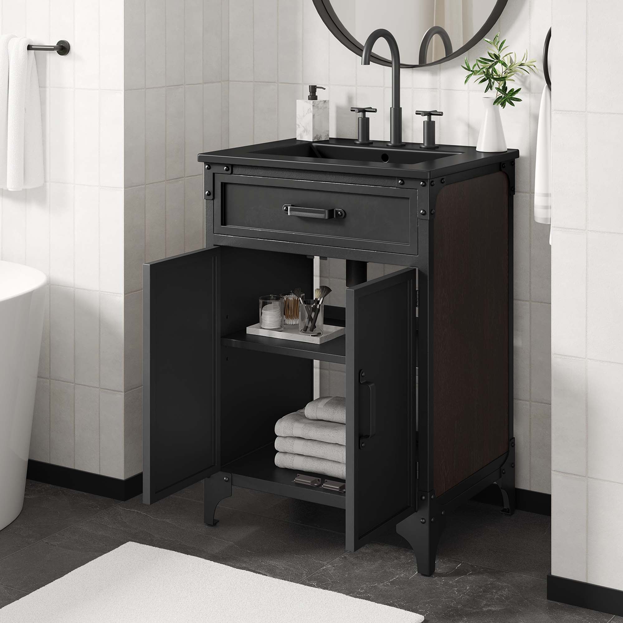 Steamforge 24" Bathroom Vanity - Black Black