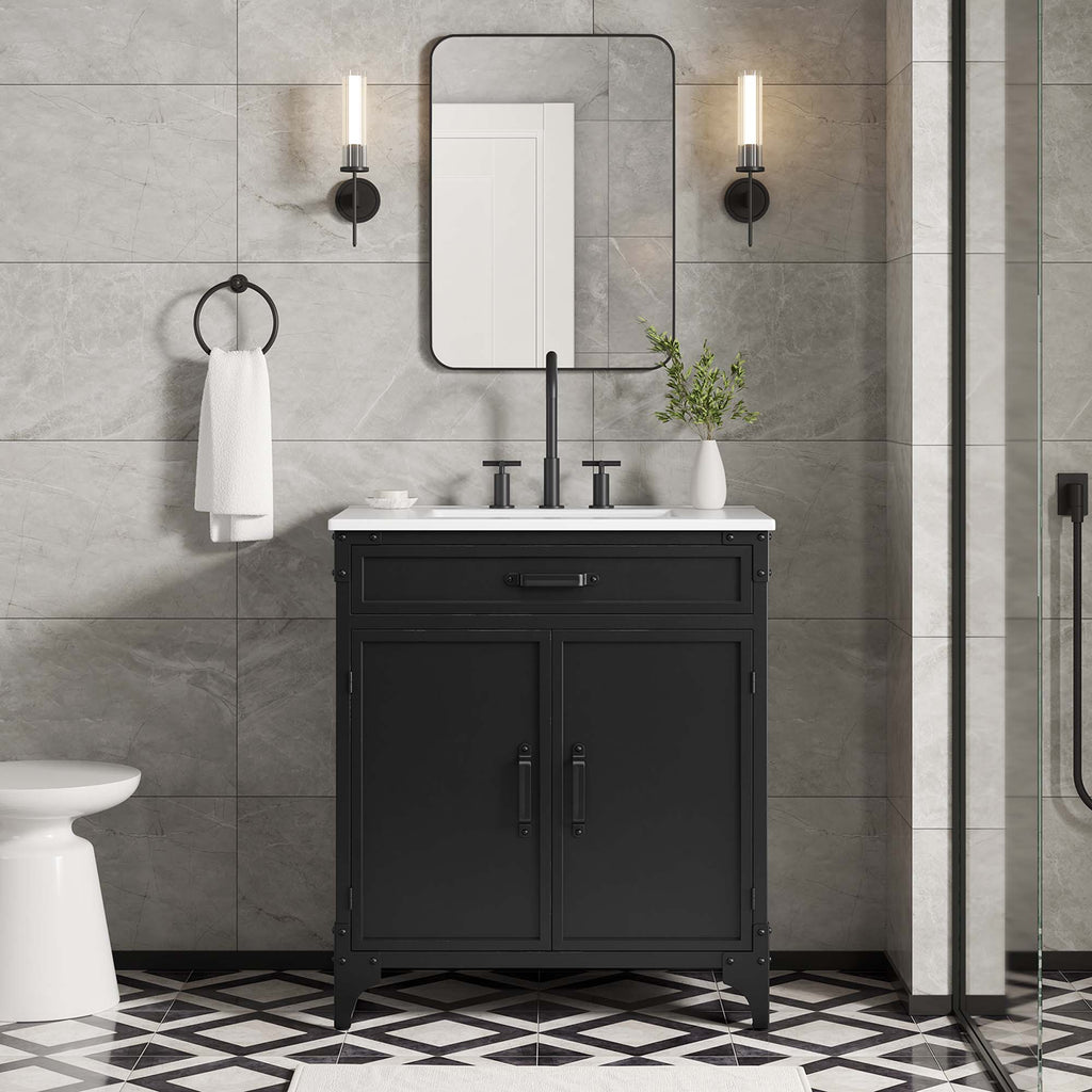 Steamforge 30" Bathroom Vanity - White Black