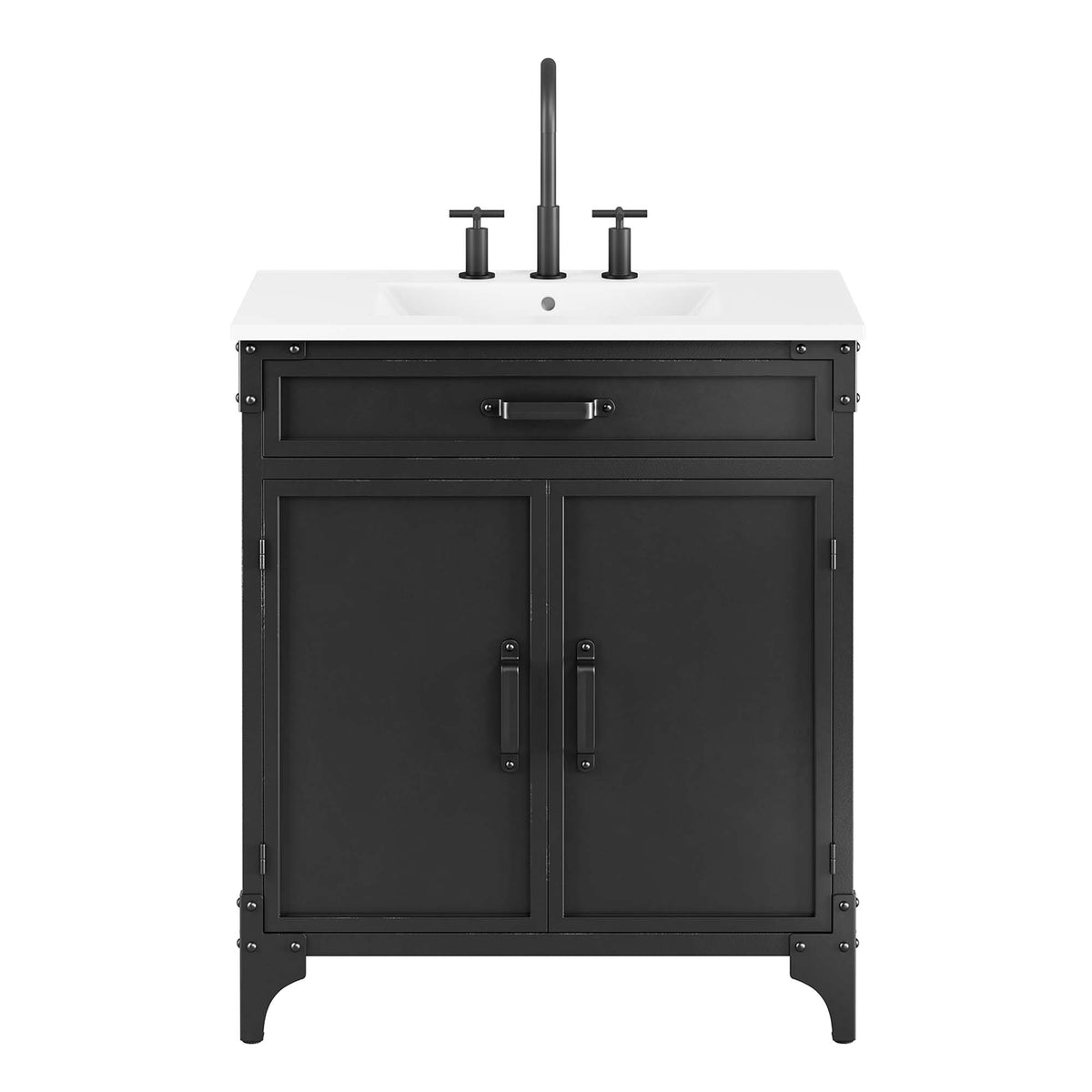 Steamforge 30" Bathroom Vanity - White Black