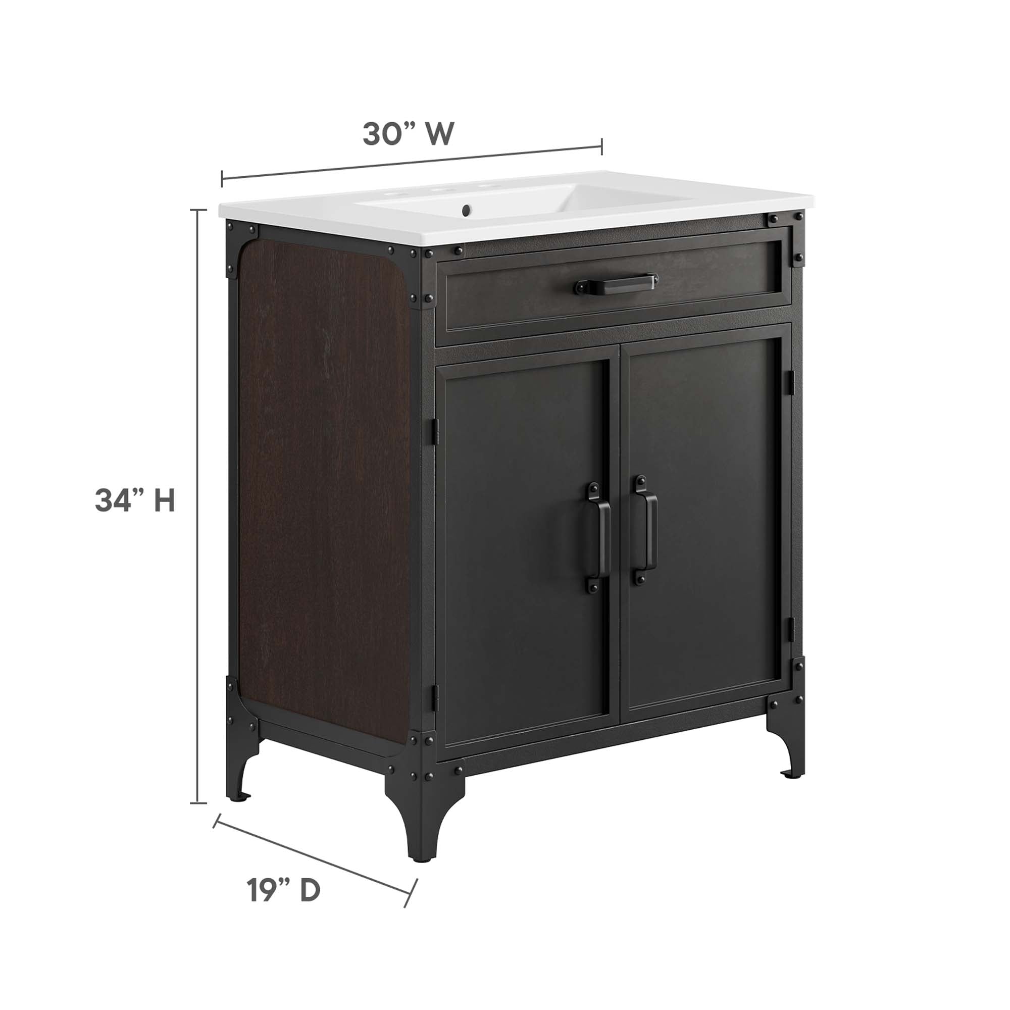 Steamforge 30" Bathroom Vanity - White Black