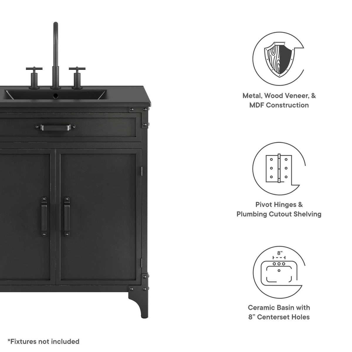 Steamforge 30" Bathroom Vanity - Black Black