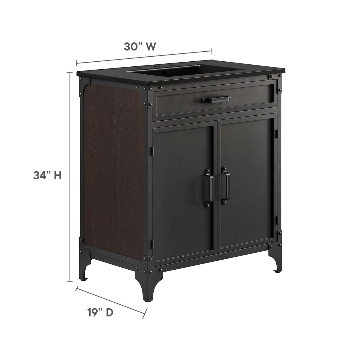 Steamforge 30" Bathroom Vanity - Black Black