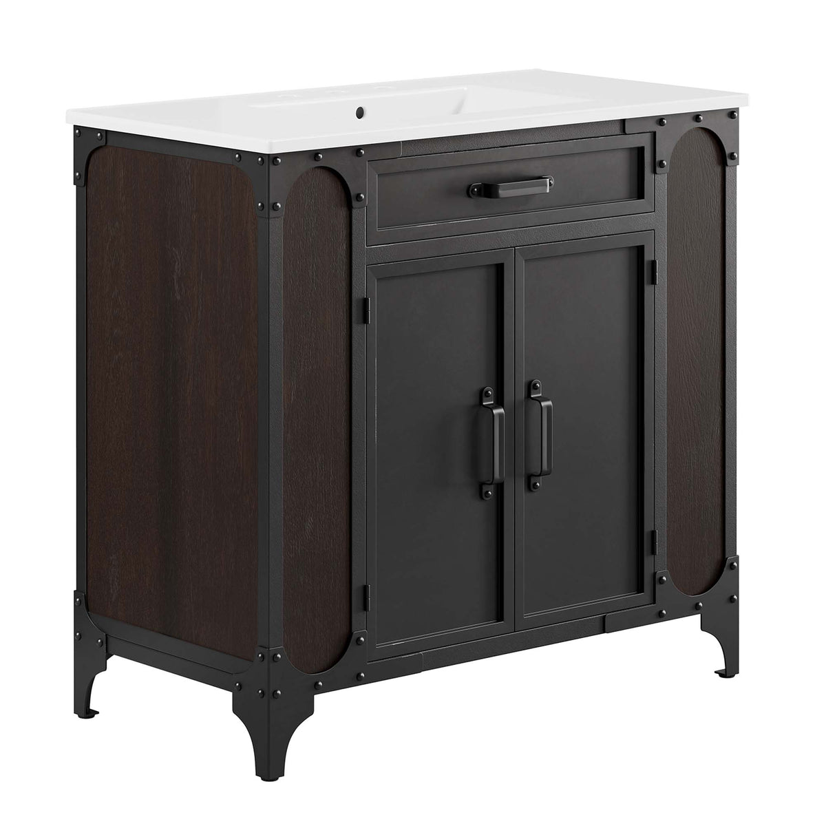 Steamforge 36" Bathroom Vanity - White Black