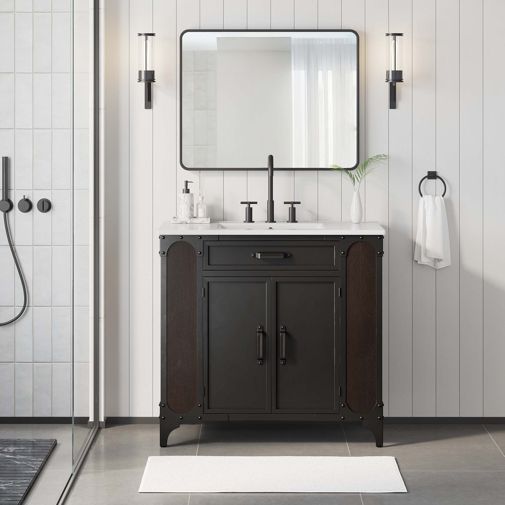 Steamforge 36" Bathroom Vanity - White Black