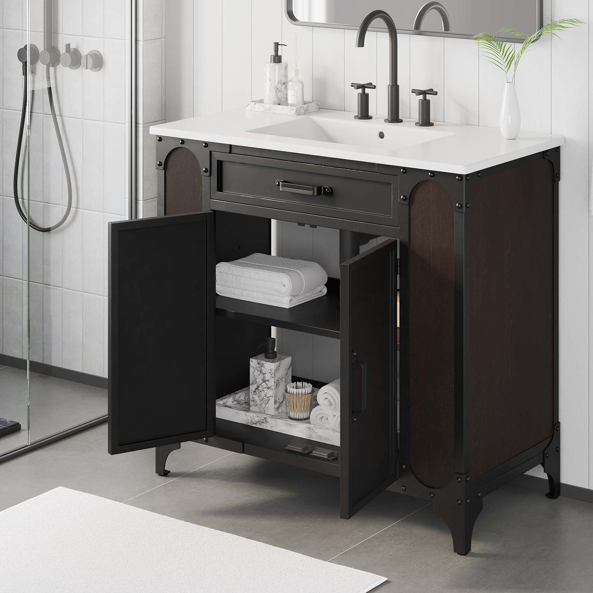 Steamforge 36" Bathroom Vanity - White Black