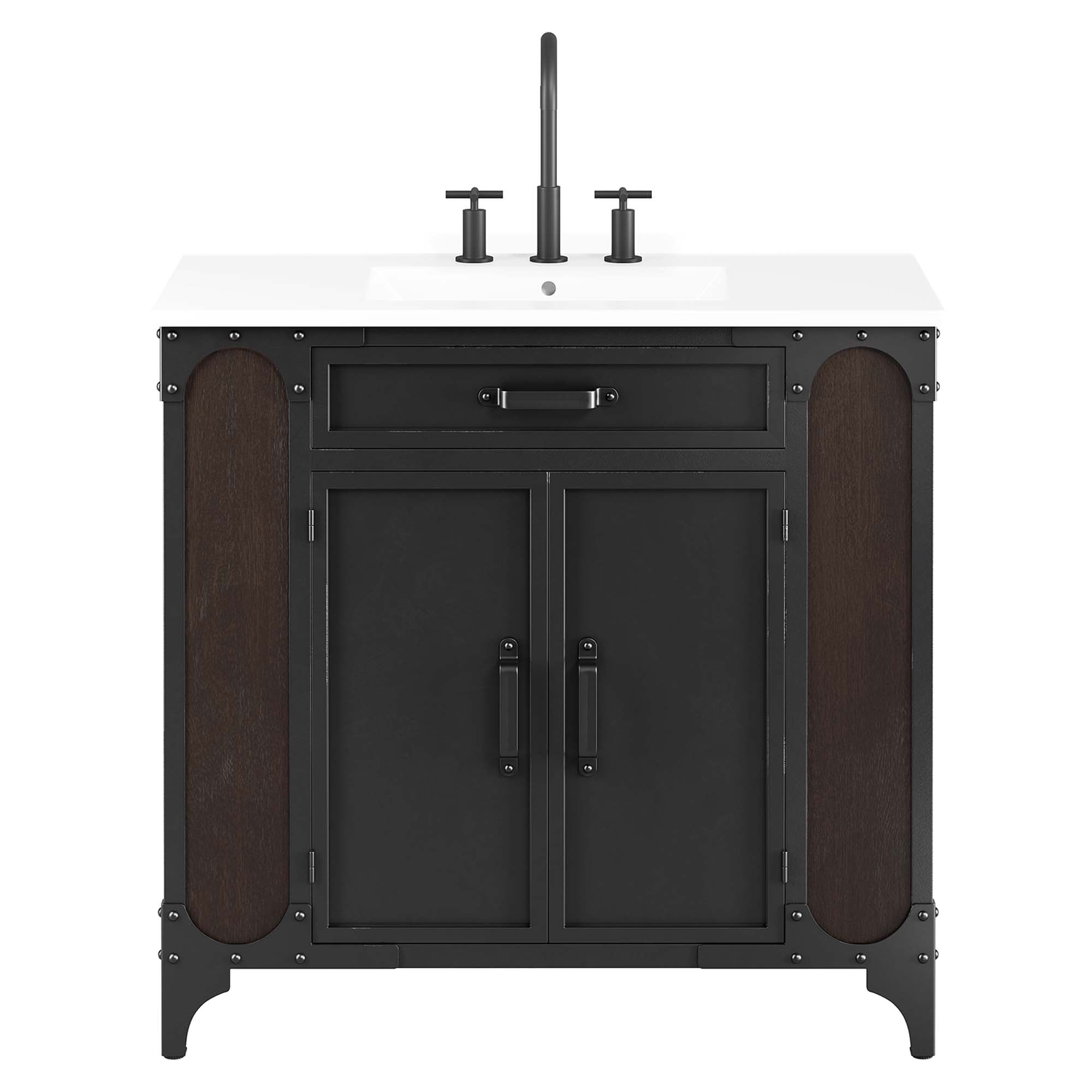 Steamforge 36" Bathroom Vanity - White Black