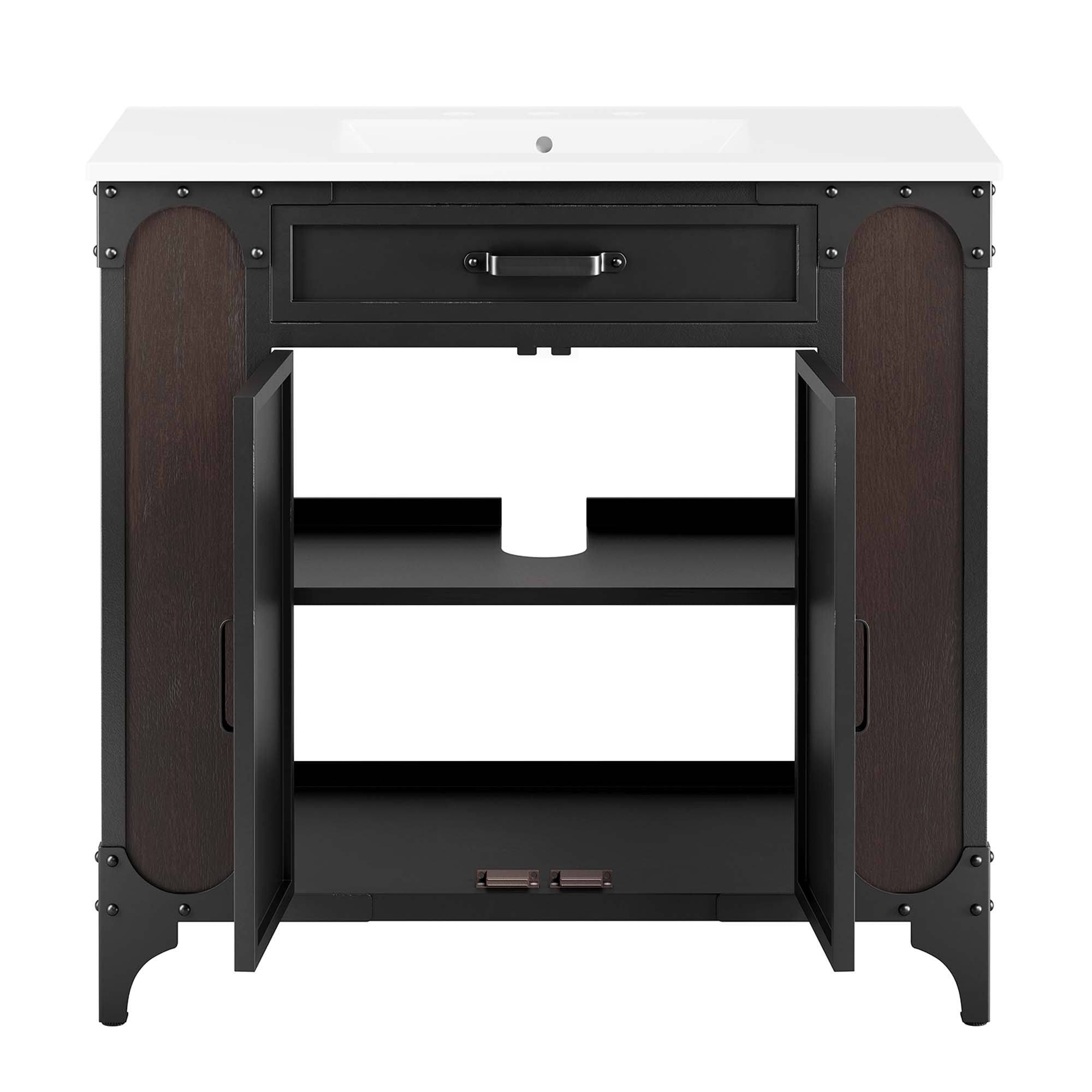 Steamforge 36" Bathroom Vanity - White Black